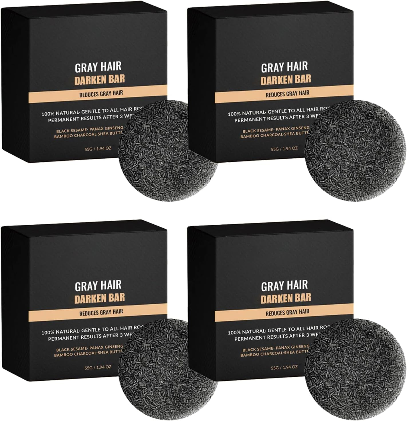 QPJUVC Anti-Grey Hair Shampoo Bar - Natural Hair Darkening Solid Shampoo, Grey Reverse & Coverage Soap for Men & Women, Cleanses & Nourishes Scalp for a Stronger, Shinier Hair (4) image number 2