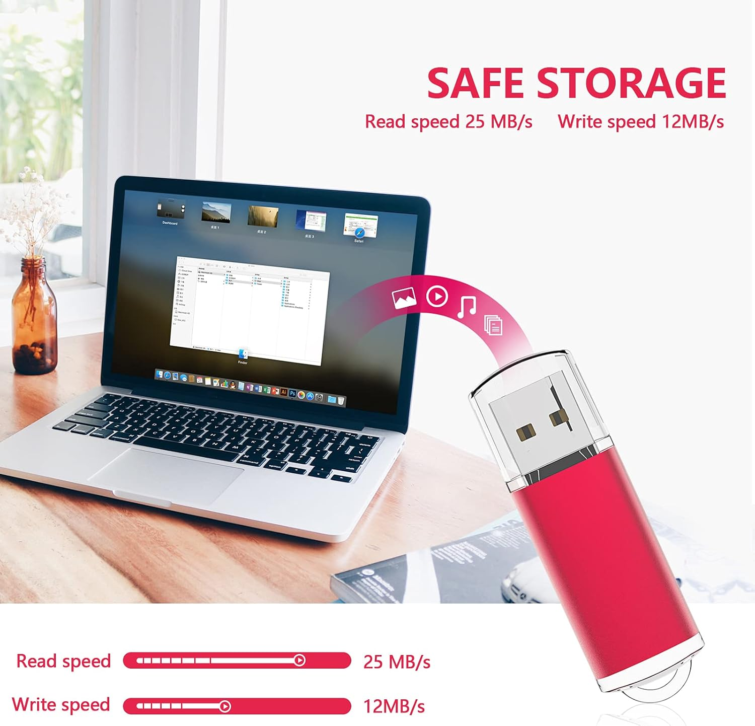 KOOTION 128GB USB 2.0 Flash Drive Thumb Drive Memory Stick Pen Drive with LED Indicator Red image number 1