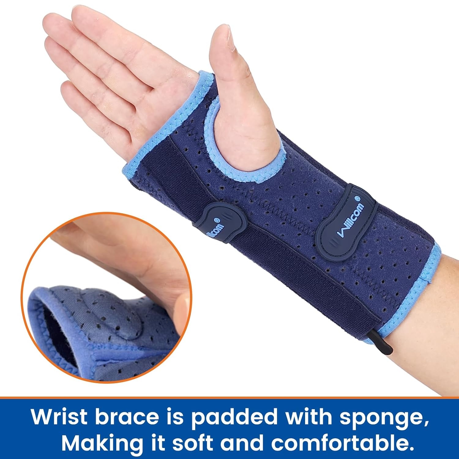 Willcom Quick Wrap Wrist Brace for Carpal Tunnel Syndrome, Night Sleep Support, Hand Splint for Arthritis Pain, Sprain, Sports Injuries(Right-Medium,6-8.5 Inch) image number 1