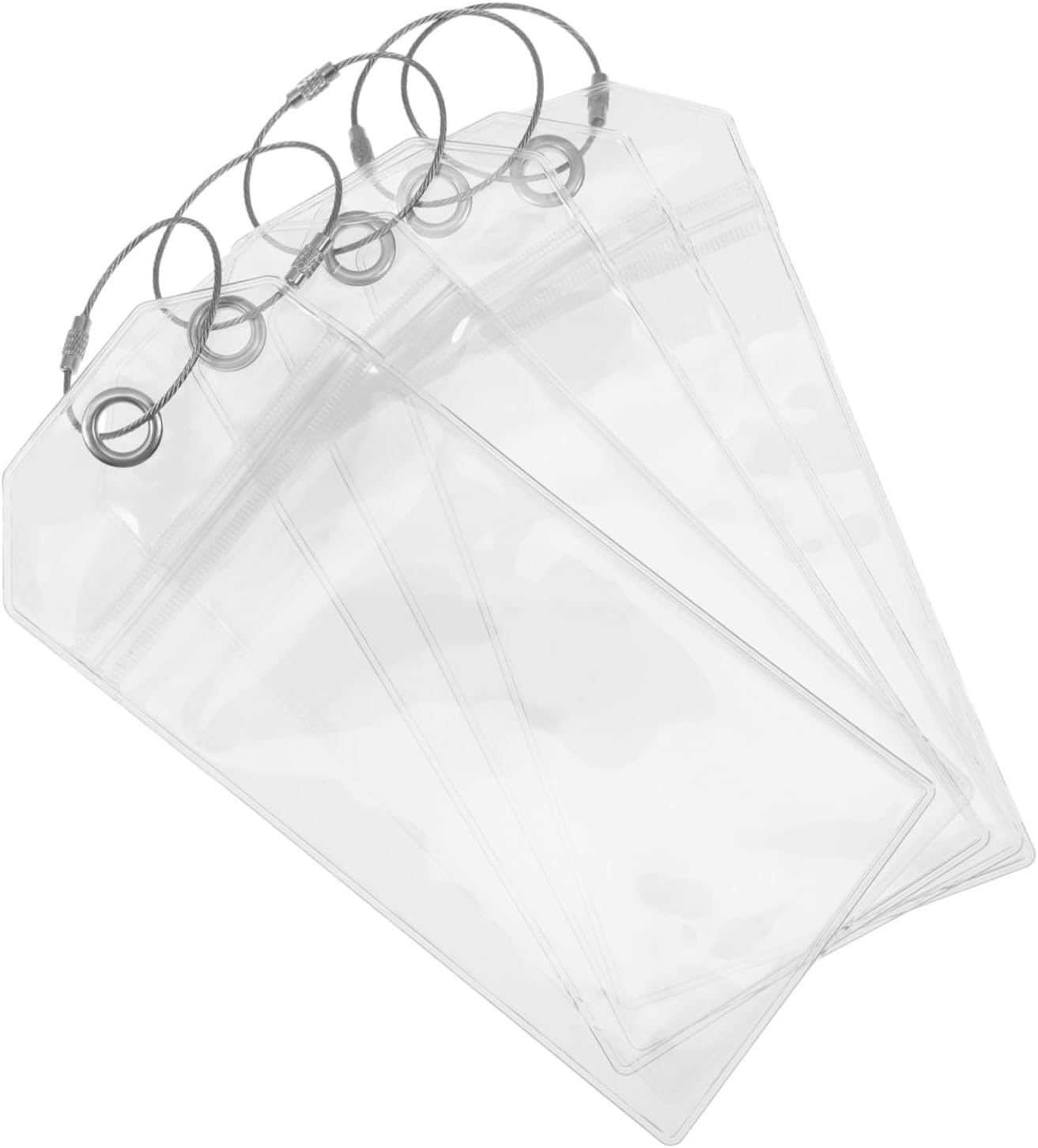 SEWACC 5Pcs Clear Luggage Tags with Steel Rings Reusable PVC Id Card Holders for Cruise Ships Travel Bags Pet Carriers Travel Accessories for Suitcases and Sports Gear image number 4