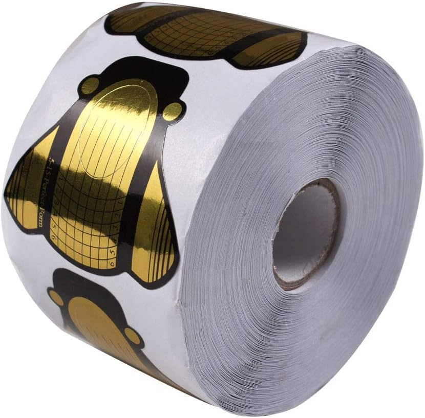 Beautyleader 500Pcs/Roll Nail Form, Nail Art Guide Stickers for Acrylic UV Gel Nail Tips Manicure Extension Tool (Gloden) image number 2