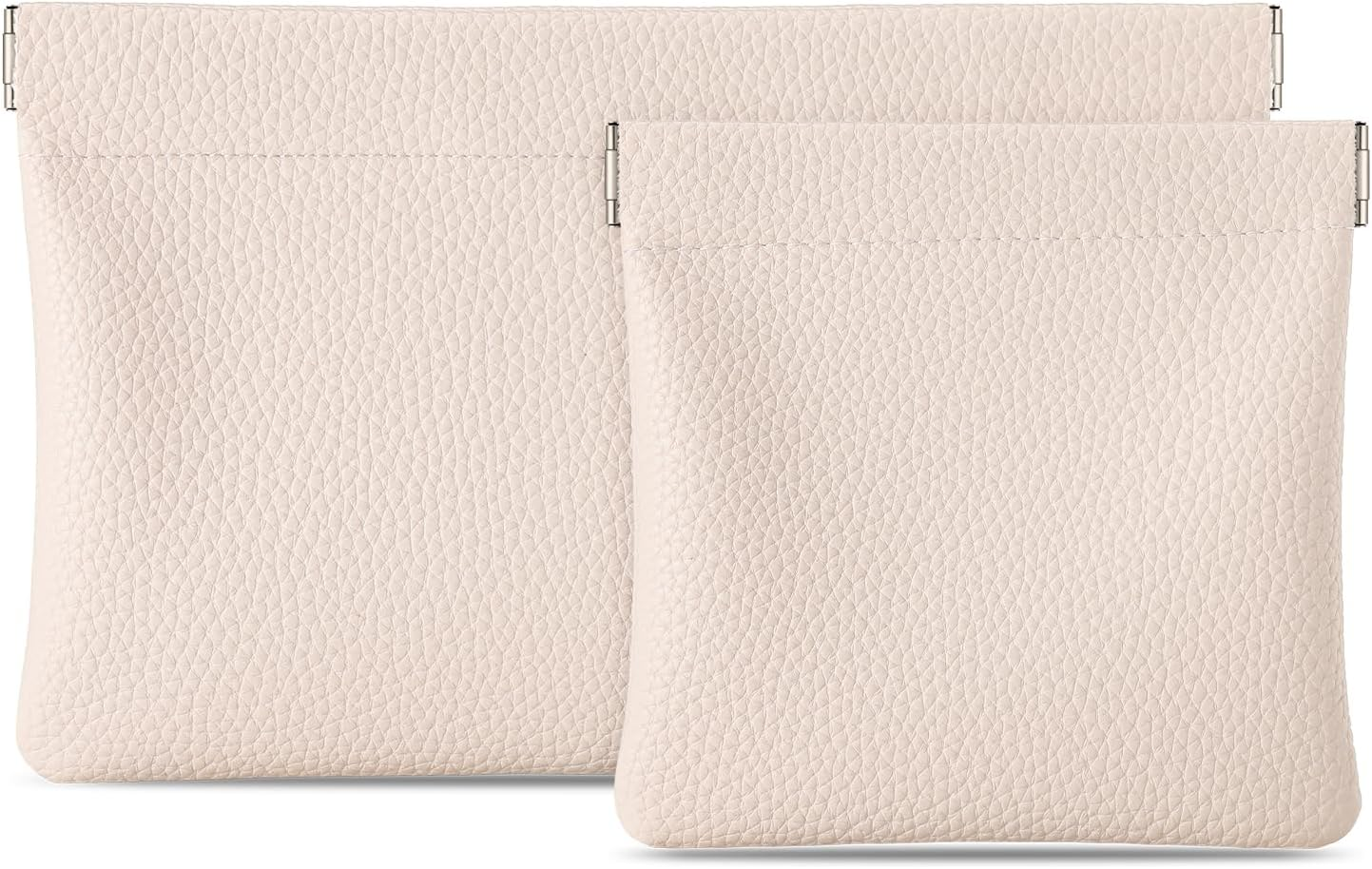 Sightor Leather Pocket Cosmetic Bag for Purse, 2 Pack Small Makeup Bag for Women Coin Purse Lipstick Cosmetic Accessories Organizer Travel Cosmetic Pouch, Black, Solid