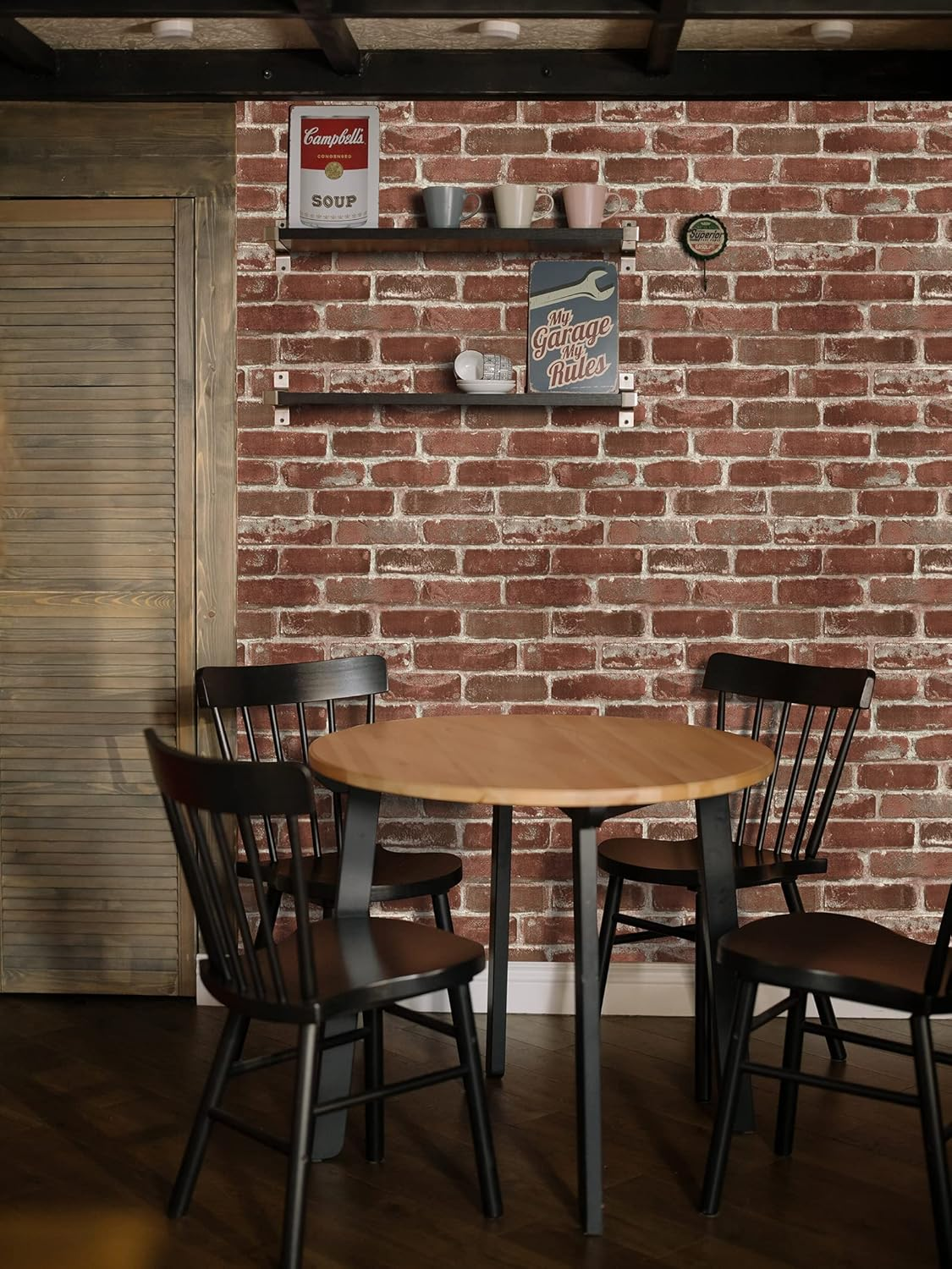 Hopeak Red Brick Wallpaper Self-Adhesive Peel and Stick Wallpaper Waterproof and Removable Good for Home Decoration and Furniture Renovation 17.5 X 394 Inches image number 6