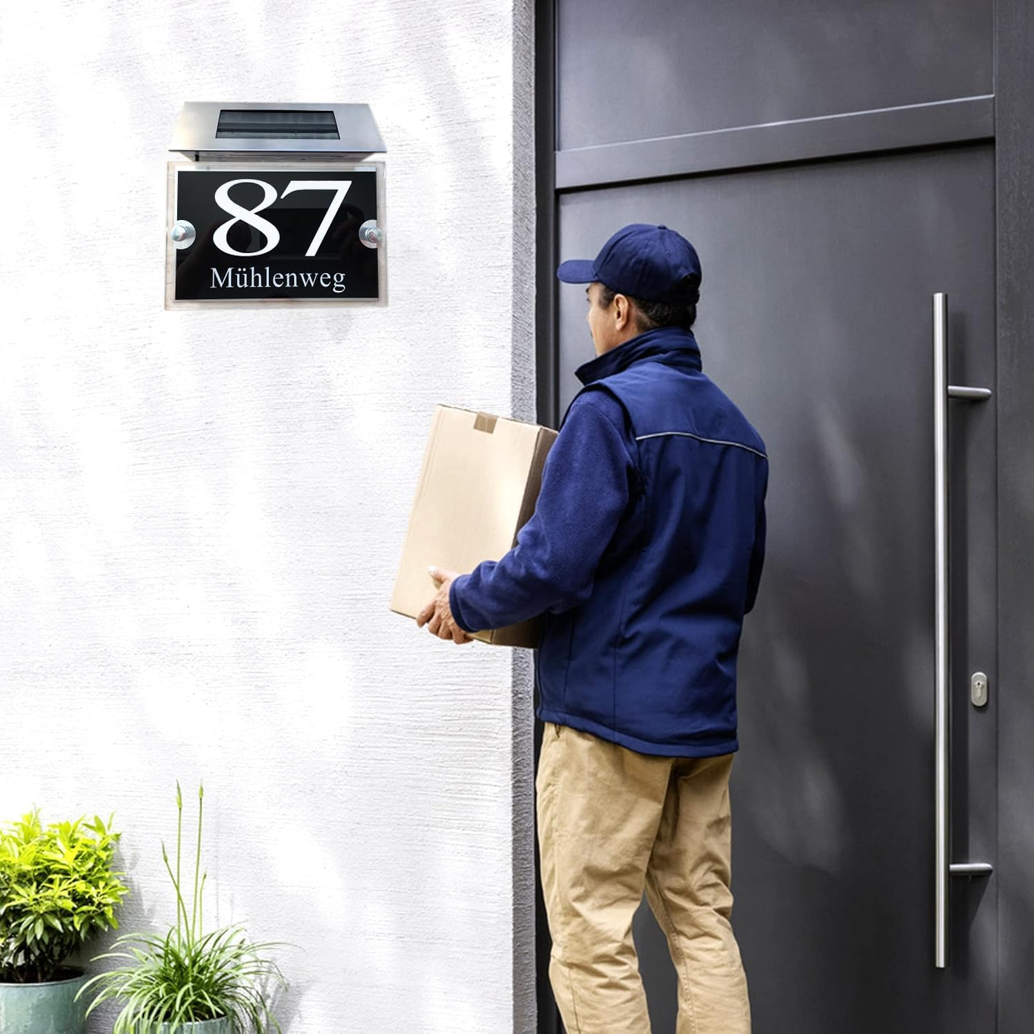 Solar Light House Signs Plaques Door Numbers 1-99999 Street Name LED 200Mm/190Mm Personalised image number 4