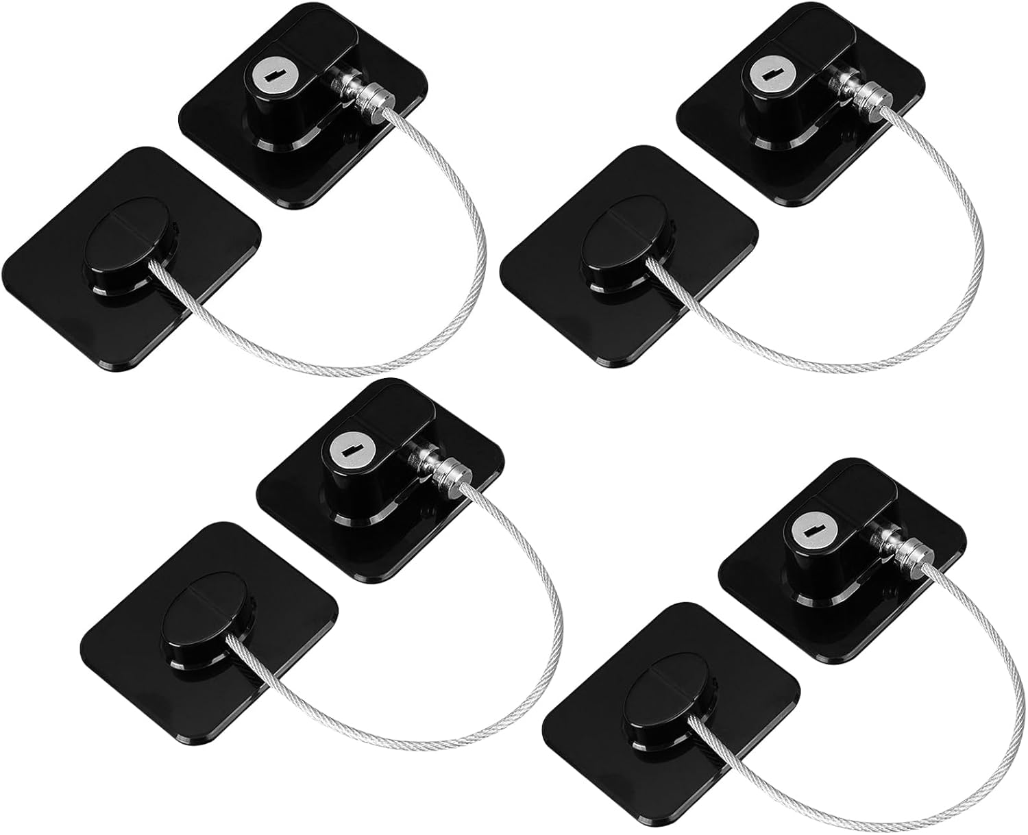Meichoon 4 Pack Child Safety Cabinet Locks No Drill Baby Proof Refrigerator Door Lock for Windows Ovens Closets Black