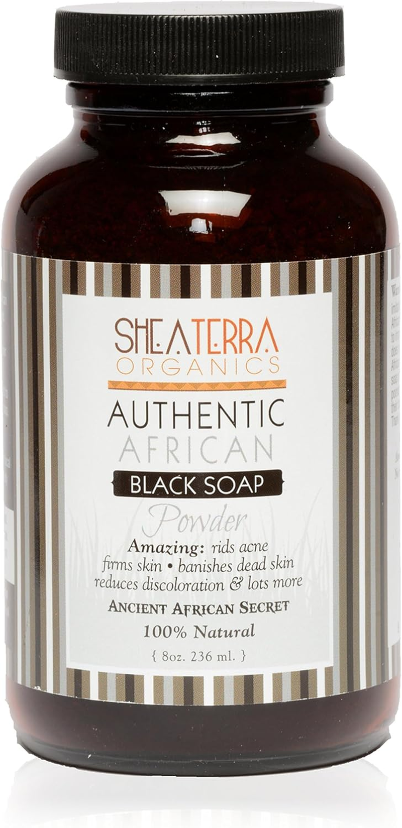 (1-Pack) - Shea Terra 100% Pure African Black Soap 240Ml