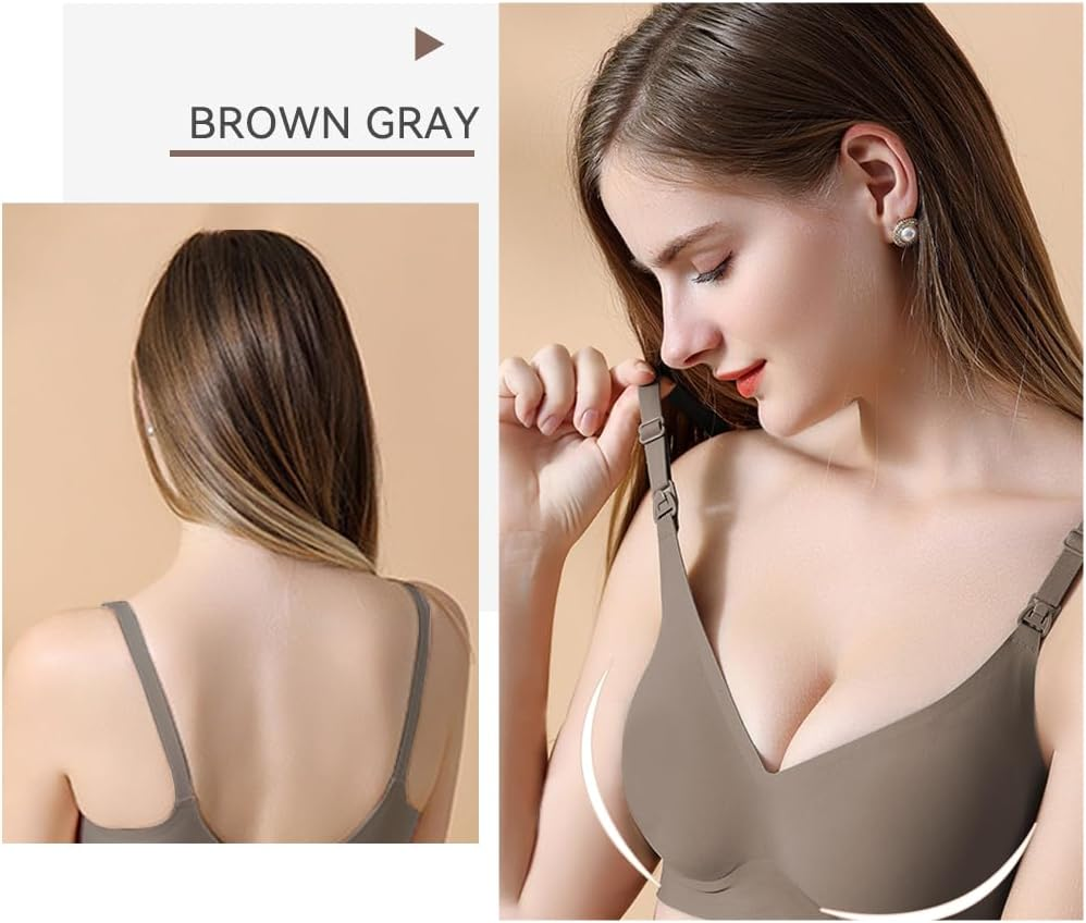 SANNIDHI&reg; Nursing Bras for Breastfeeding Ultra Comfort Seamless Maternity Bra, Natural Shape, Pregnancy Sleep Bralette, Nude, XXL image number 5