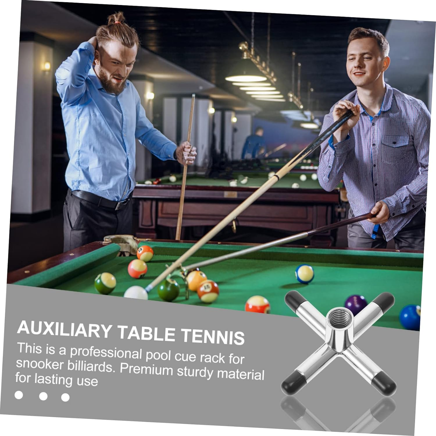 Portable Silver Metal Pool Bridge Stick Cross Rest for Snooker Cue Non-Slip Rubber Tip, Cue Accessory Suitable for Billiards and Pool Players image number 6
