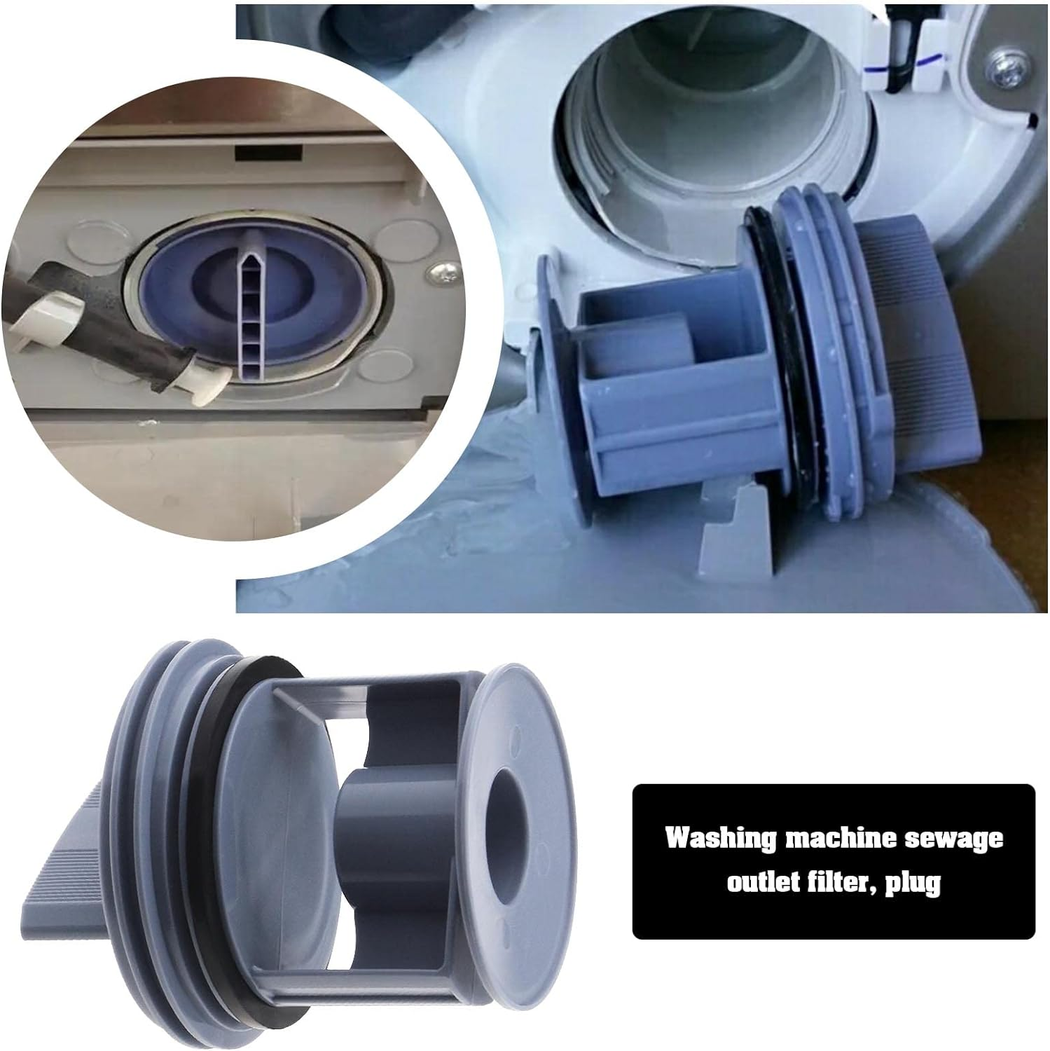 SING F LTD Washer Drainage Pump Drain Outlet Seal Cover Plug Compatible with Siemens Compatible with Bosch Washing Machines Drain Pump Fluff Filter image number 1