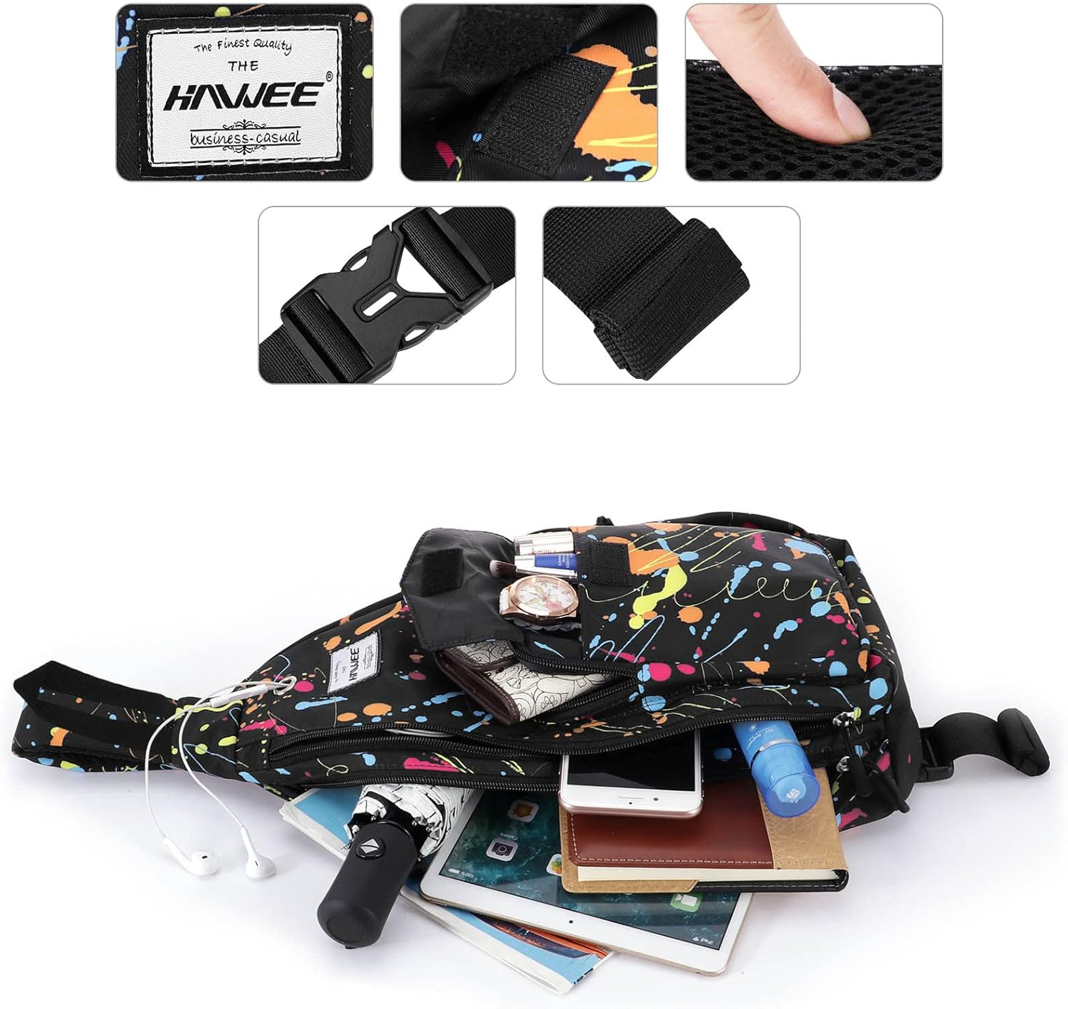 HAWEE Backpack Sling for Women Anti-Water Crossbody Bag Inclined Adjustable Pack image number 5