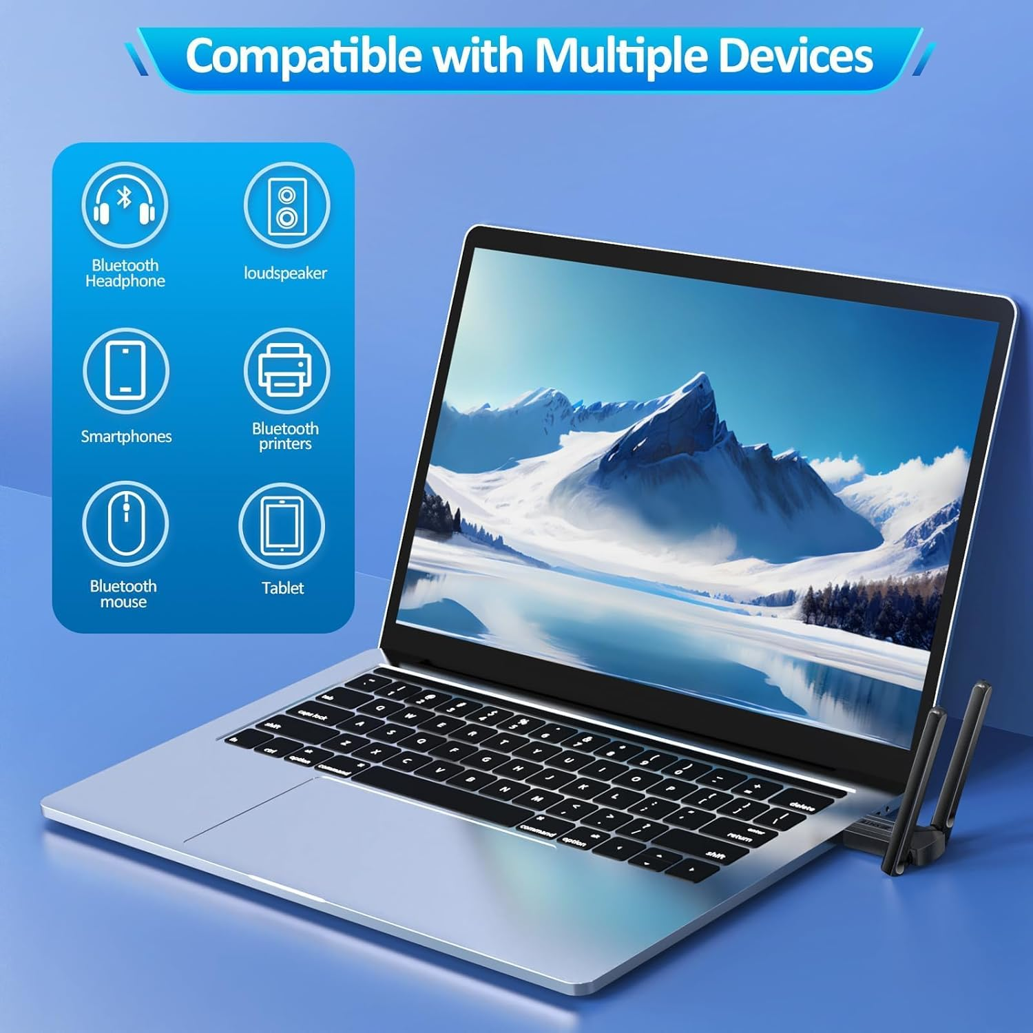 ZEXMTE Bluetooth Adapter for PC, 5.3 USB Bluetooth Dongle, 180M Long Range Bluetooth Stick for Desktop, Laptop, Printer, Keyboard, Mouse, Headset, Windows 8/10/11 Plug & Play image number 4