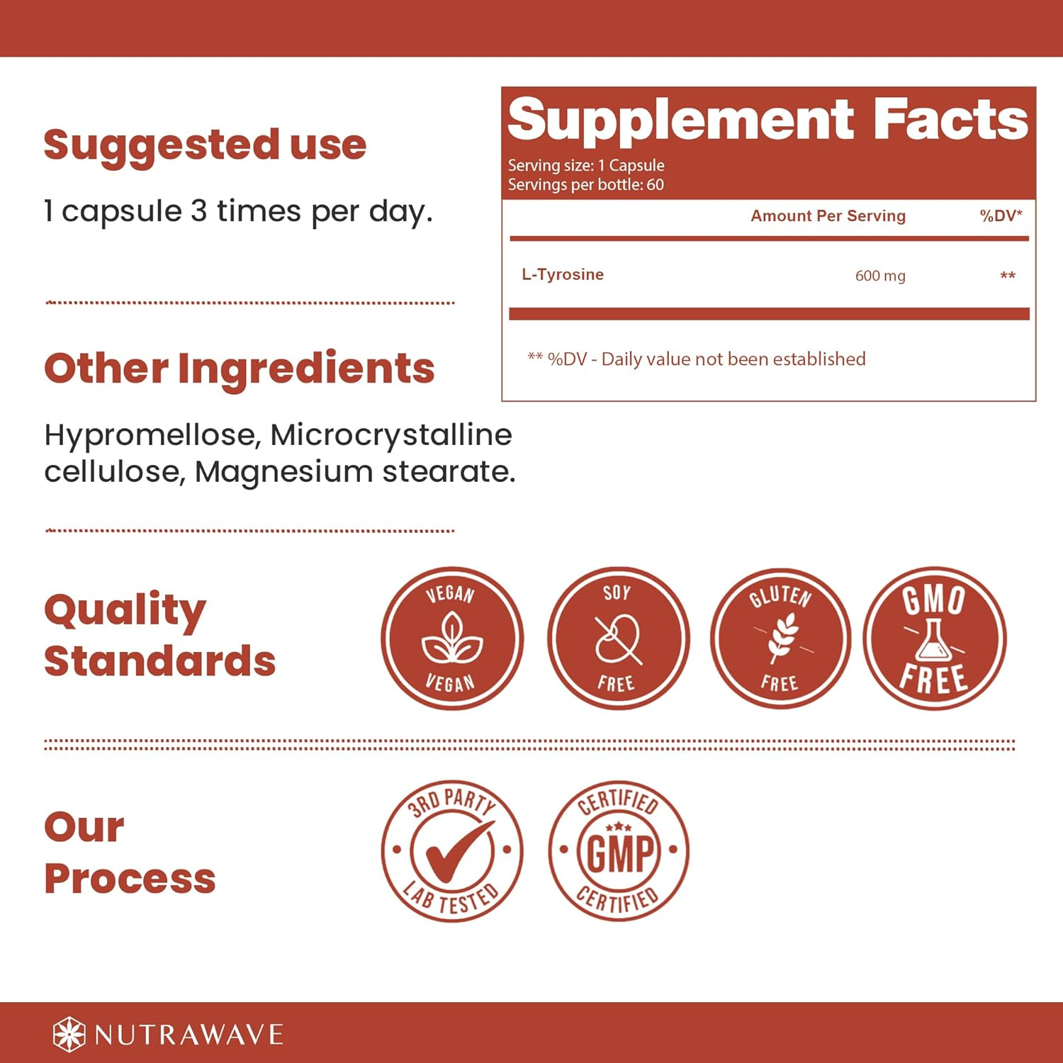 L-Tyrosine 1200Mg per Serving (2 Capsules) image number 6