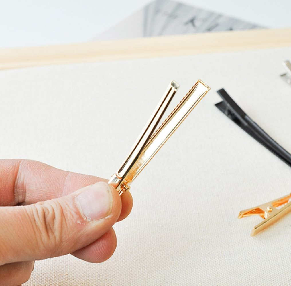 Crocodile Hair Clips Metal 24 Pieces Hair Clips Hairpin Accessories for DIY Hair Styling Art Craft Projects (Gold, 2.4 Inch)