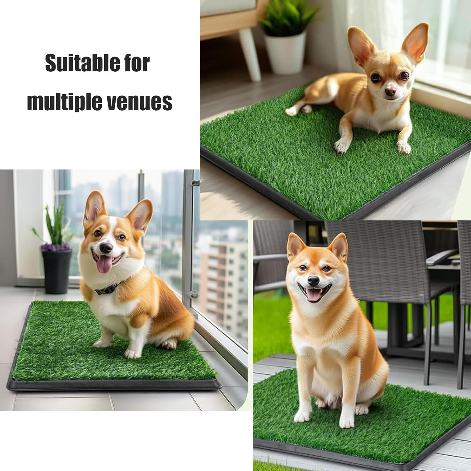 CHONYI Large Dog Grass Toilet with Tray, 20X30In Super Absorbent Dog Grass Pad,4 Layer Pee Pets Potty Pad with 2 Grass Mat 1 Pee Pads,Potty Training Dog Litter Box for Indoor Outdoor image number 3