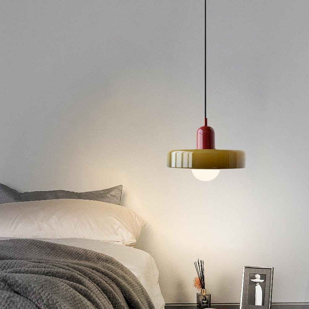 Nordic Hanging Light Glass Pendant Lighting Ceiling Fixture round Small Chandelier Ceiling Lamp Modern Single Suspended Lights for Dining Room Kitchen Island Cafe Bar Star of Light image number 6