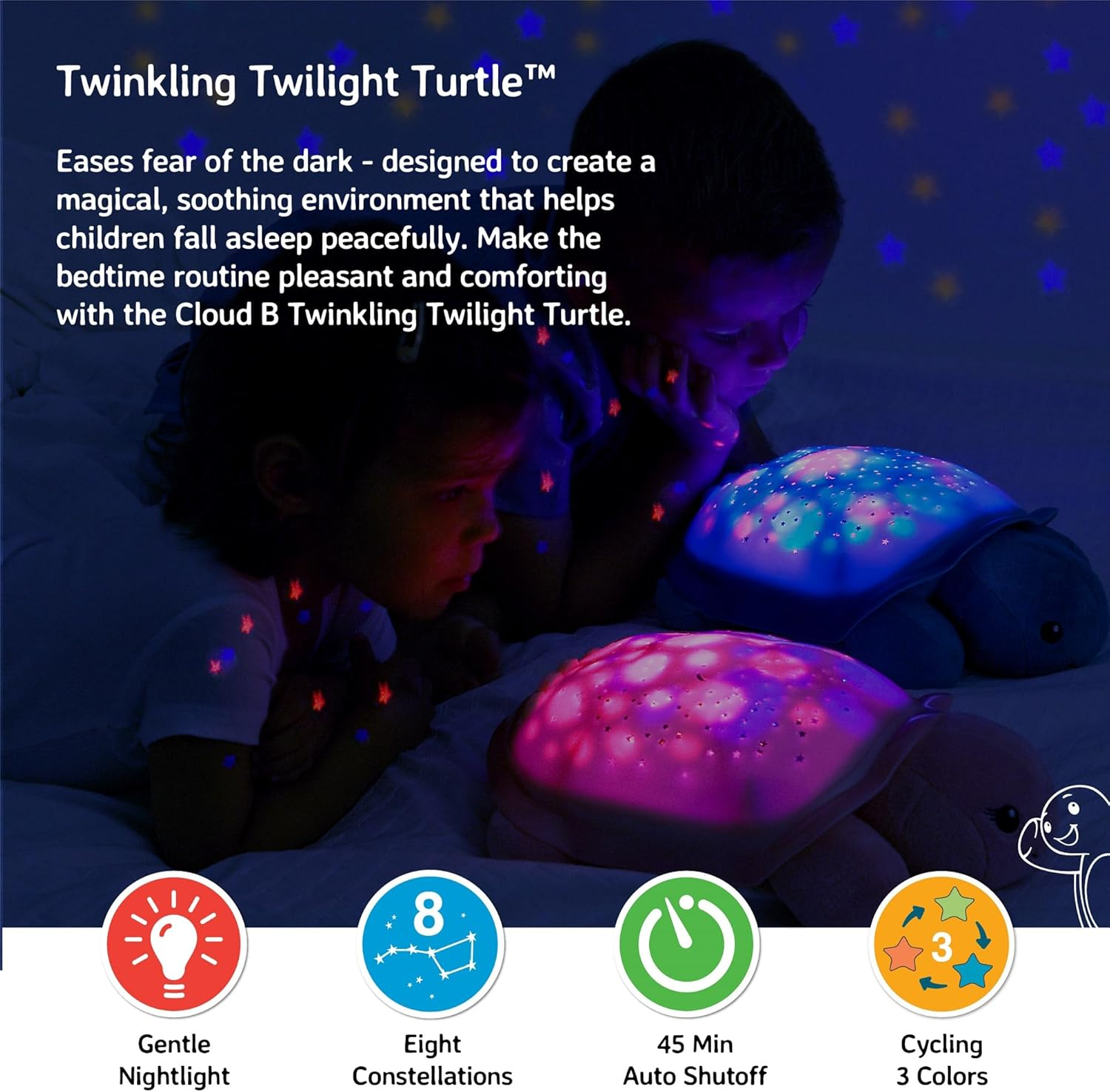 Cloud B Twinkling Twilight Turtle, Baby and Toddler Toys, Pink image number 3