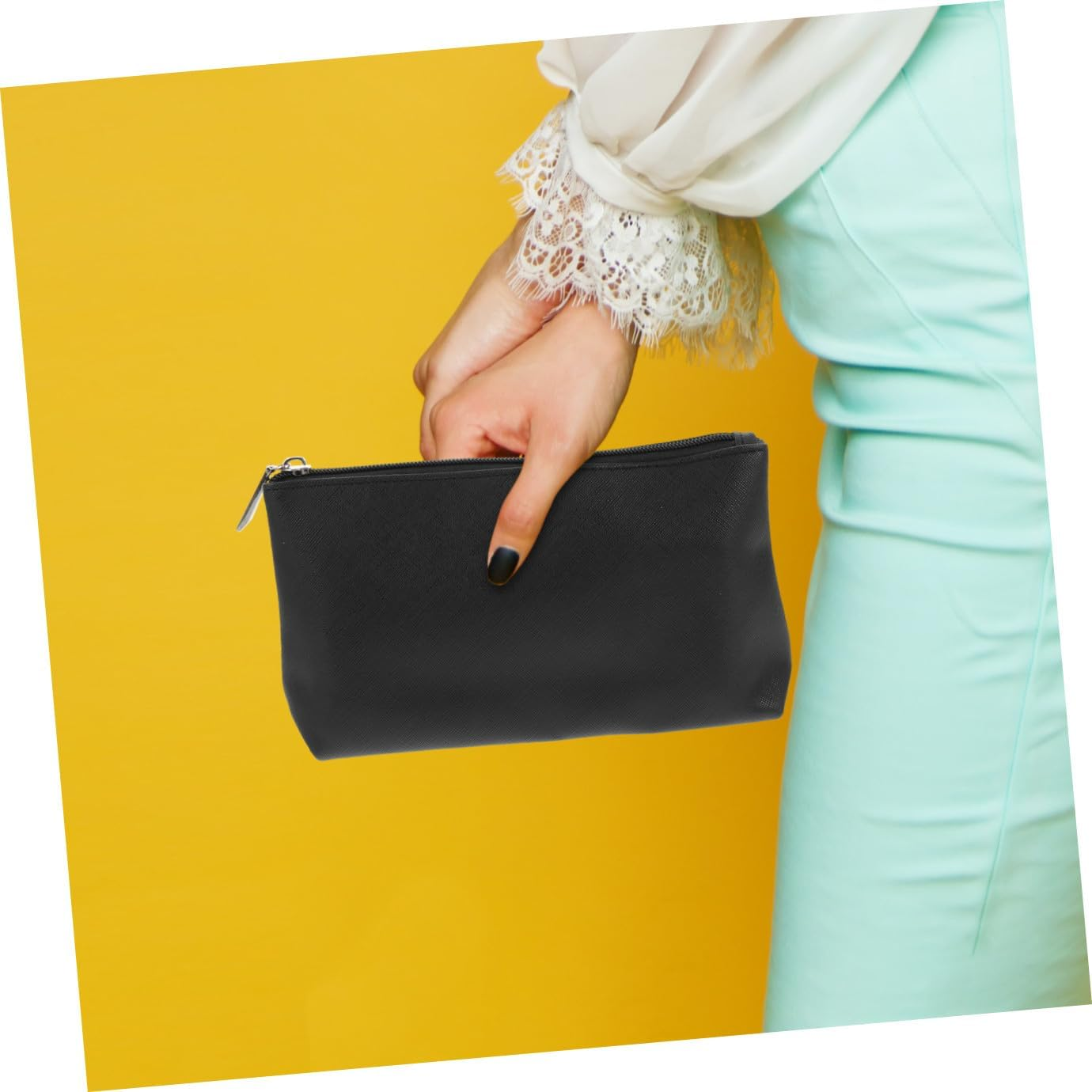 VANZACK Portable Makeup Brush Organizer Bag Compact PU Leather Cosmetic Case for Travel Stylish Storage Pouch for Women Easy Access Travel Makeup Bag image number 5