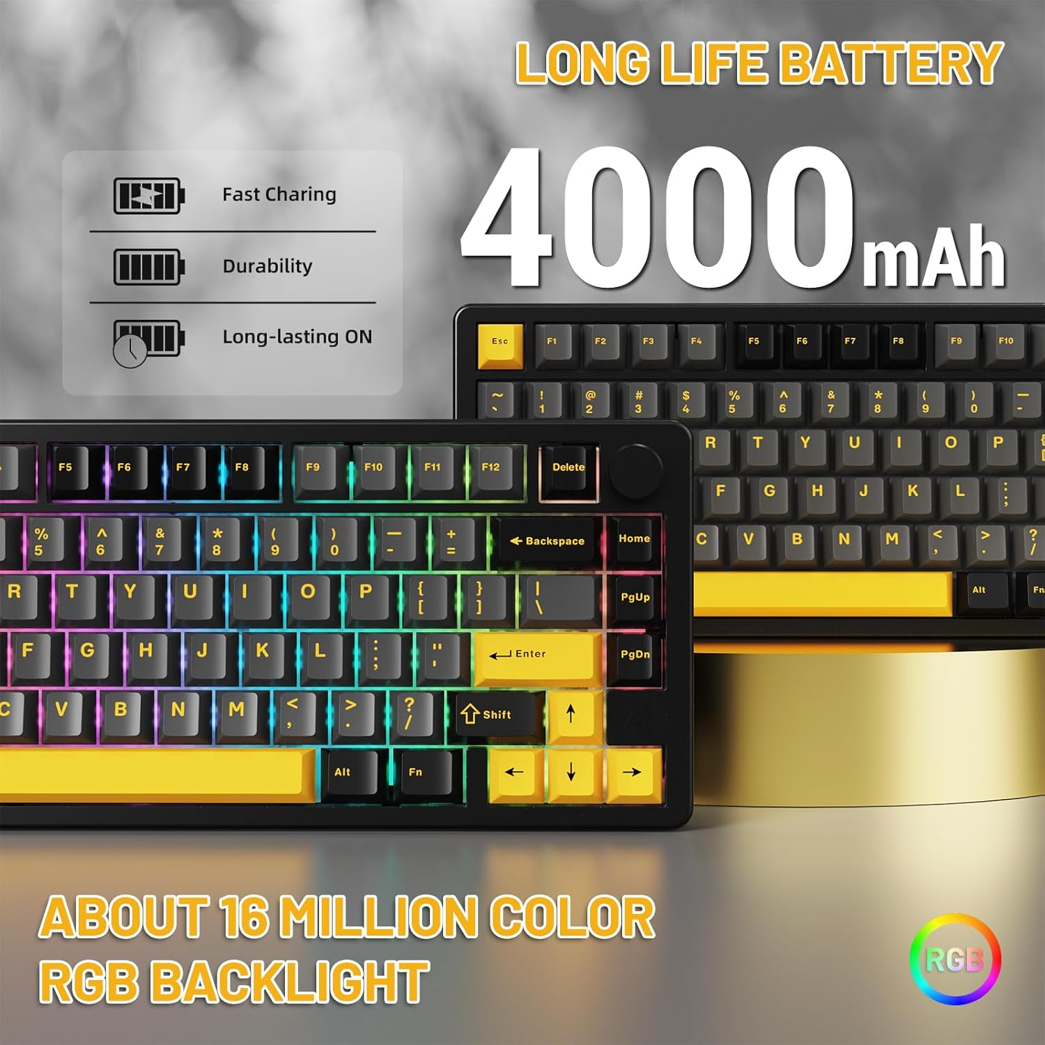 ATTACK SHARK X86 75% Wireless Gasket Mechanical Keyboard with Knob, CNC Aluminum Turd, 3 Mode Connectivity,82 Key Hot Swappable,Custom Linear Switches RGB Gaming Keyboard for Win/Mac/Linux-Star Black image number 5