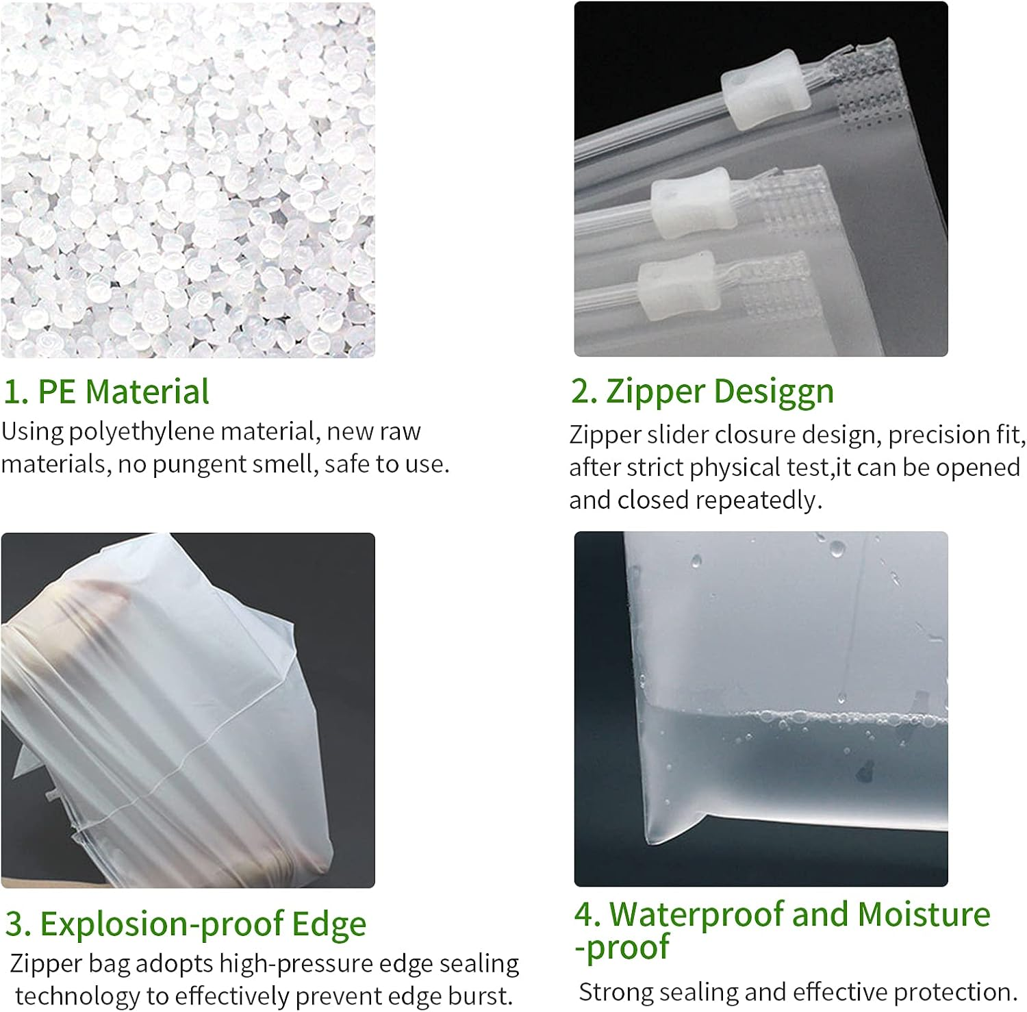 50Pcs Packaging Bags Frosted Bag Zipper Plastic Bag Poly Bags Resealable Slider Closure Storage Bag Pouch for T Shirts Clothes Make up Shipping Organizer QIUNI image number 1