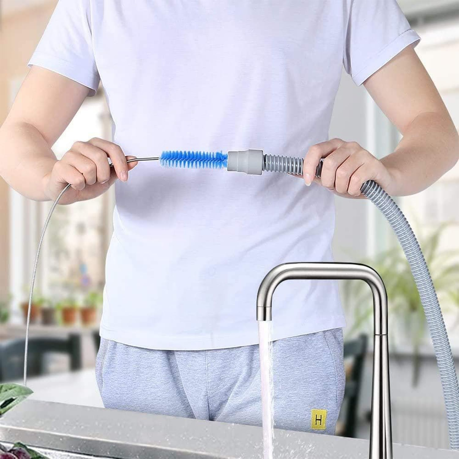 CPAP Tube Cleaning Brush-7 Feet Flexible + 7 Inches Handy Stainless Steel Wire Bristle Brush (Extra Large, Count, 2) image number 4