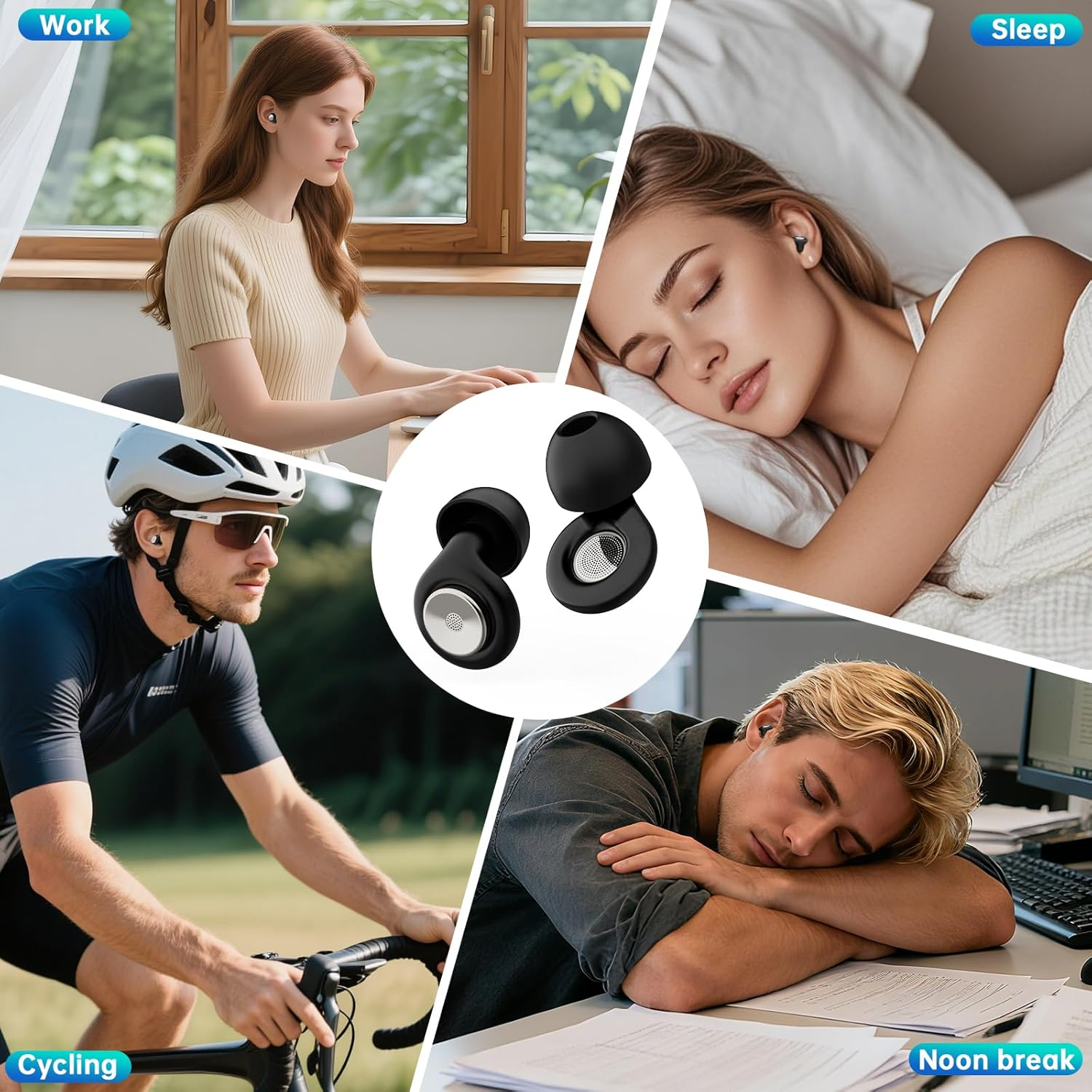 Eosxrp Silicone Ear Plugs for Sleeping 4 Pair Reusable Gel Earplugs for Swimming with High Noise Cancelling for Traveling Concerts Shooting Construction Studying Work, 4 Sizes, 28Db SNR, Sleek Black image number 5