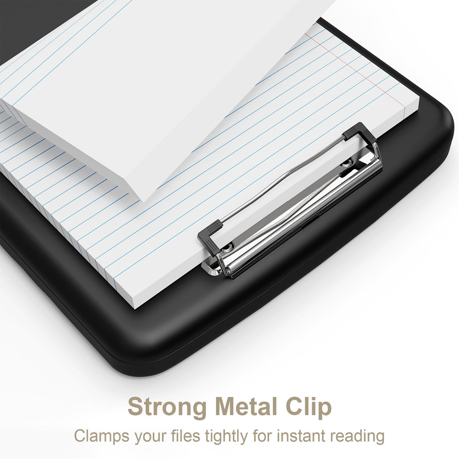 Clipboard with Storage, 2 Pack 36.5 X 25.4CM Organization Box with Pen Holder and A4 Legal Paper Folder, Folio & Side-Opening, Low Profile Clip,For Nurses,Teachers (Black, 2PC) - Black image number 5