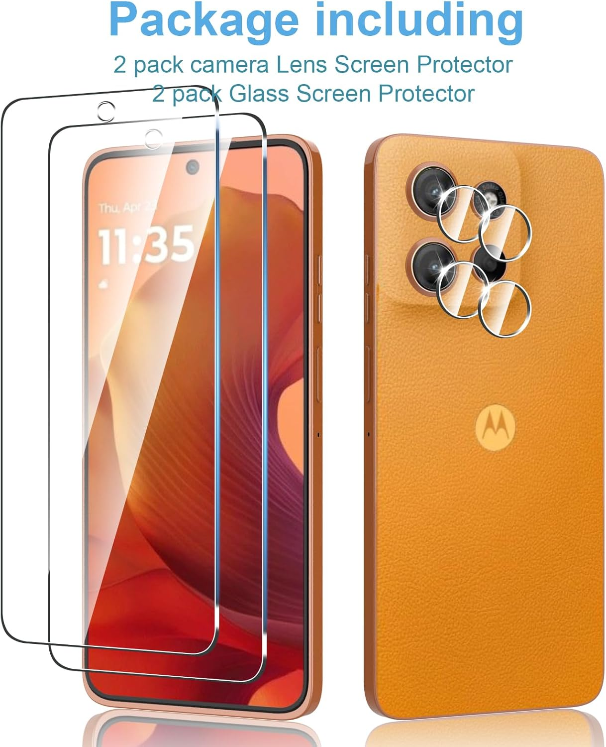 Anoowkoa 2+2 Pack for Motorola Moto G15/G15 Power Screen Protectors and Camera Lens Protectors Guard Tempered Glass Film, anti Fingerprints Protective Film - 02 image number 2