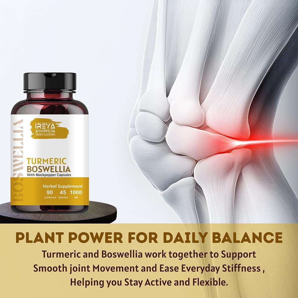 Boswellia Extract Capsules with Turmeric Turmeric Curcumin Bioperine Organic Boswellia Capsules with Turmeric Curcumin Bioperine 90 Count 1000 Mg Pack of 1 image number 4