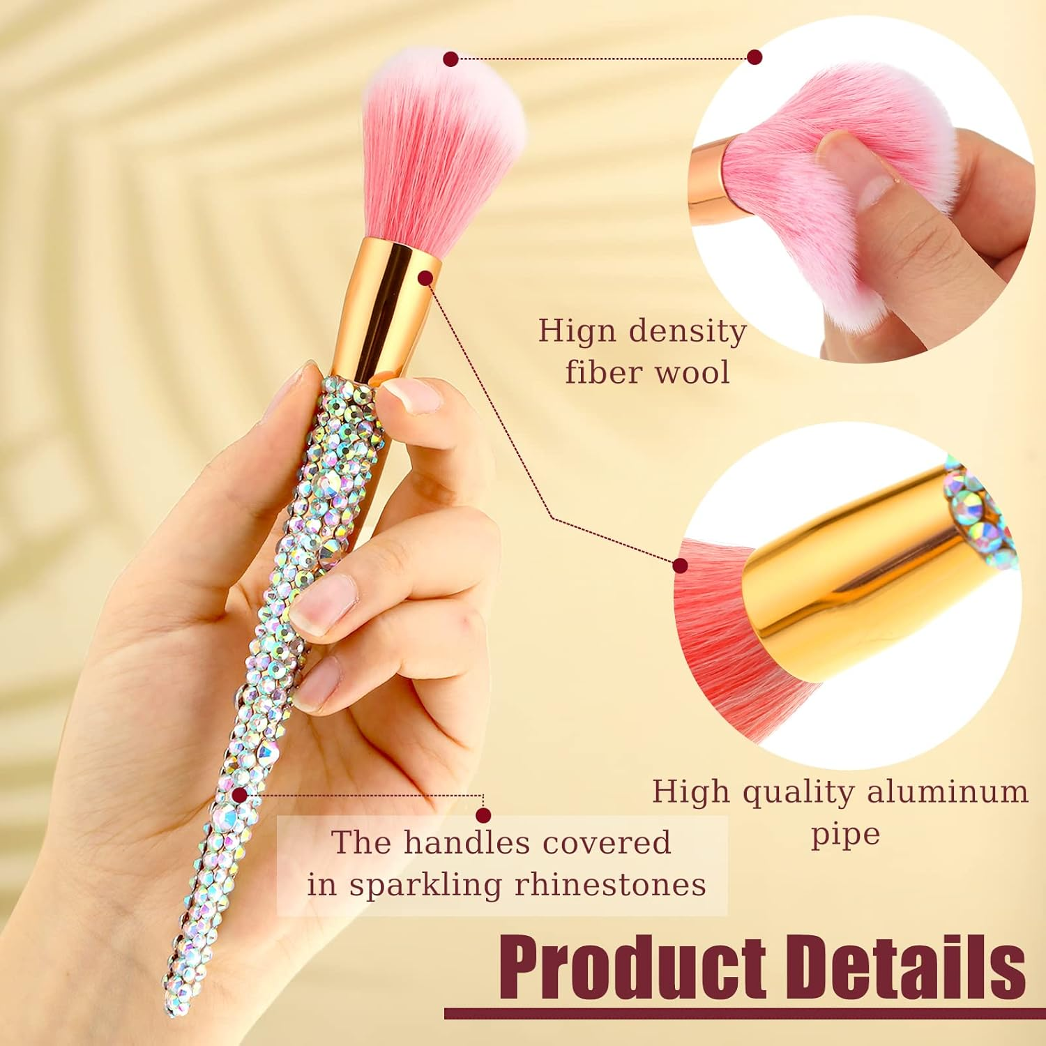 13 Pieces Rhinestone Makeup Brushes Set Bling Crystal Professional Face Cosmetics Blending Liquid Foundation Powder Concealer Eye Shadows Make up Beauty Tool Glitter with Holder (Silver) image number 4