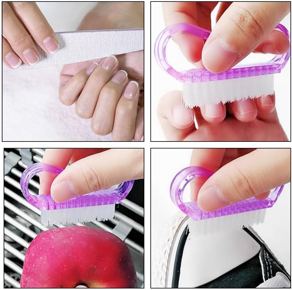 TRKETK Pack of 4 Nail Brush with 1 Nail Files, Manicure Dust Brush, Nail Cleaning Tool for Nail Art, Scrubbing, Toes and Nails, Home and Garden Use image number 4