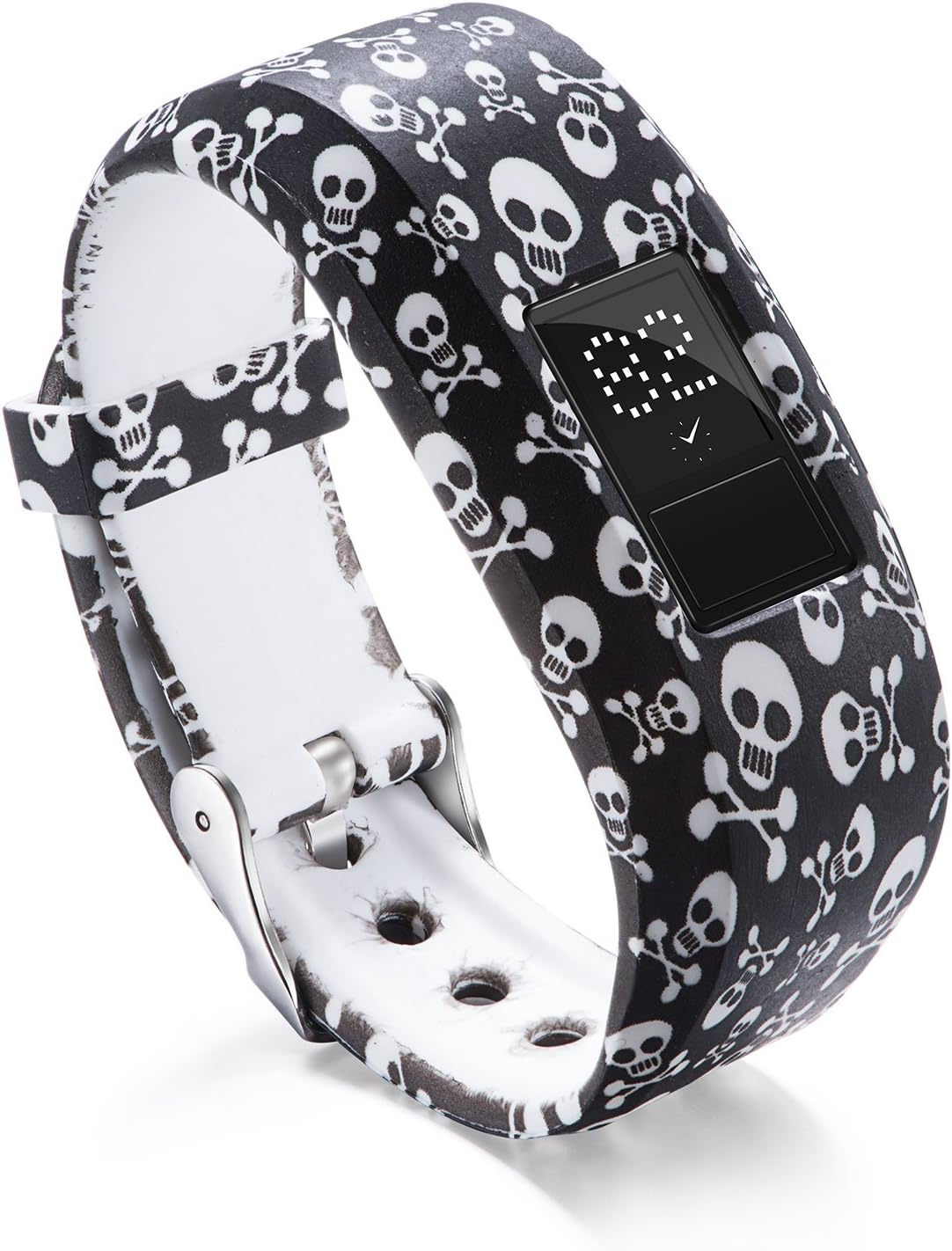 GTHY Compatible with Garmin Vivofit JR/JR 2/Vivofit 3 Bands Repacement,For Kids Boys Girls,Soft Silicone Pattern Adjustable Straps,Wristbands,Watch Band,With Secure Metal Clasp,Lagre&Small