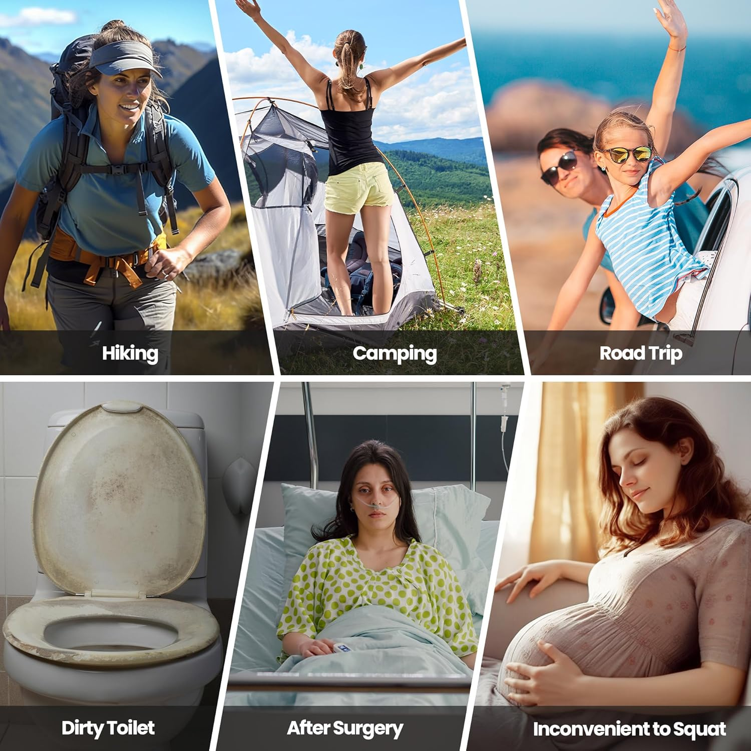 Rquite Female Urinal Pee Cloth Set, Portable Female Urination Device, Reusable Pee Funnel & Rag with Discreet Carry Bag, Silicone Urine Cup for Women Camping Gear Hiking Accessories - Purple image number 7