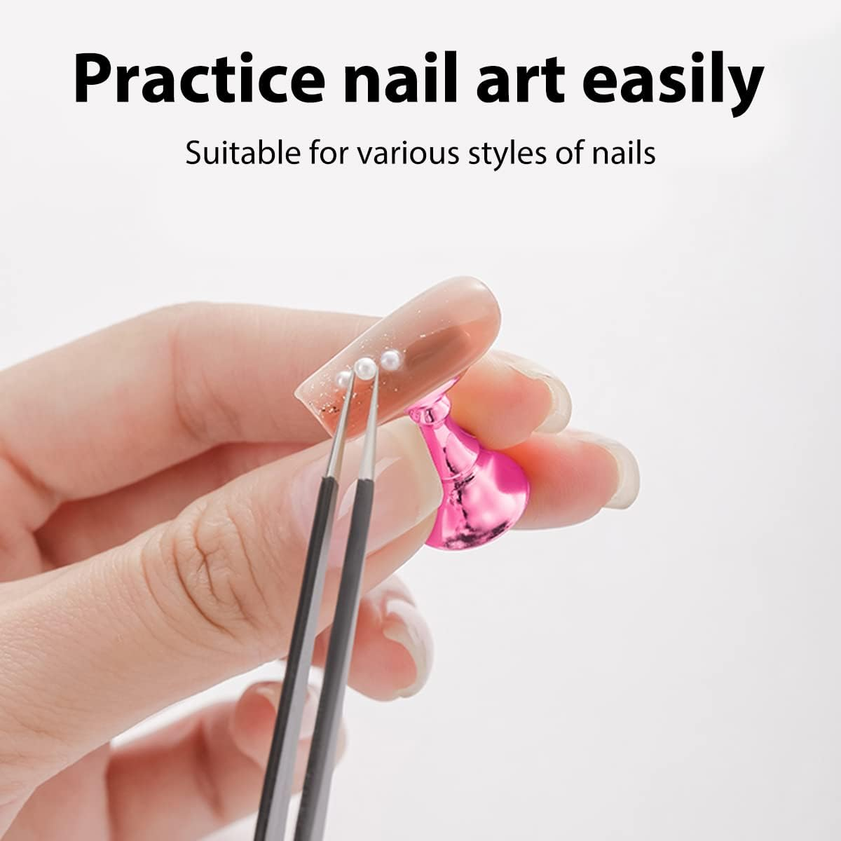 Set of 2 Nail Stands for Press on Nails Display, Acrylic Nails Art Practice Stands, Nail Tips Holder for Nail Tips Exercise, DIY Nail Art Stand for False Nail Tip, Manicure Tool (Pink) image number 1