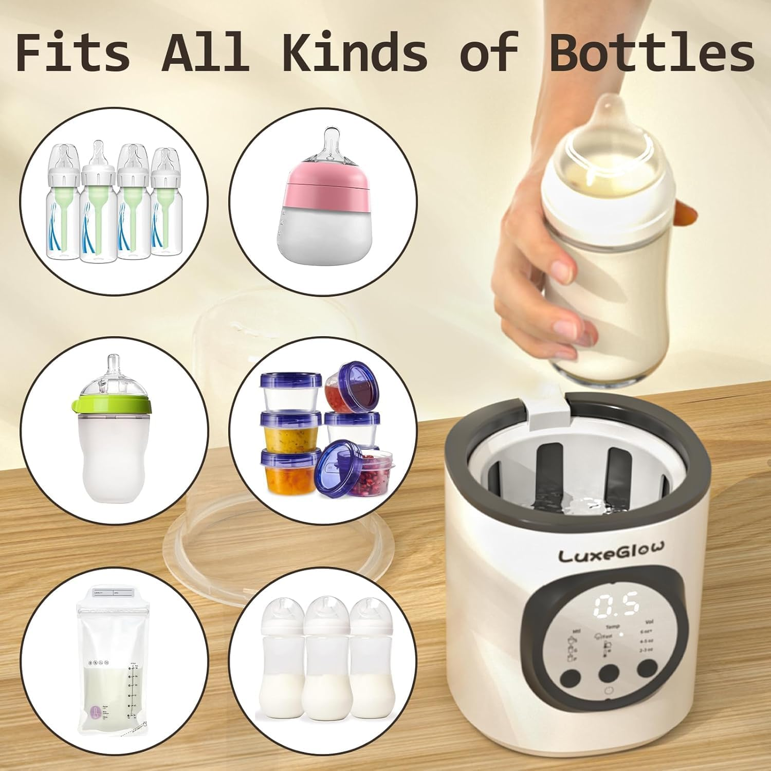 Fast Baby Bottle Warmer for Breastmilk and Formula,10-In-1 Functionality Intelligently Heating, Accurate Temperature Control, Sterilizing, Travel-Friendly Design for All Bottle Sizes image number 4