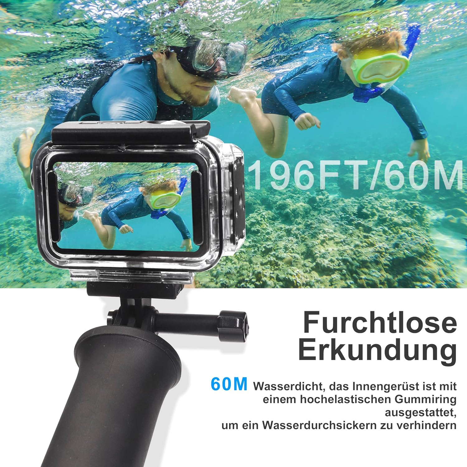 Fitstill 196FT/60M Underwater Waterproof Case with Magnetic Quick Release Interface, Compatible with DJI Osmo Action 5 Pro/Action 4/Action 3, Diving Protection Action 5 Pro Protective Case image number 1