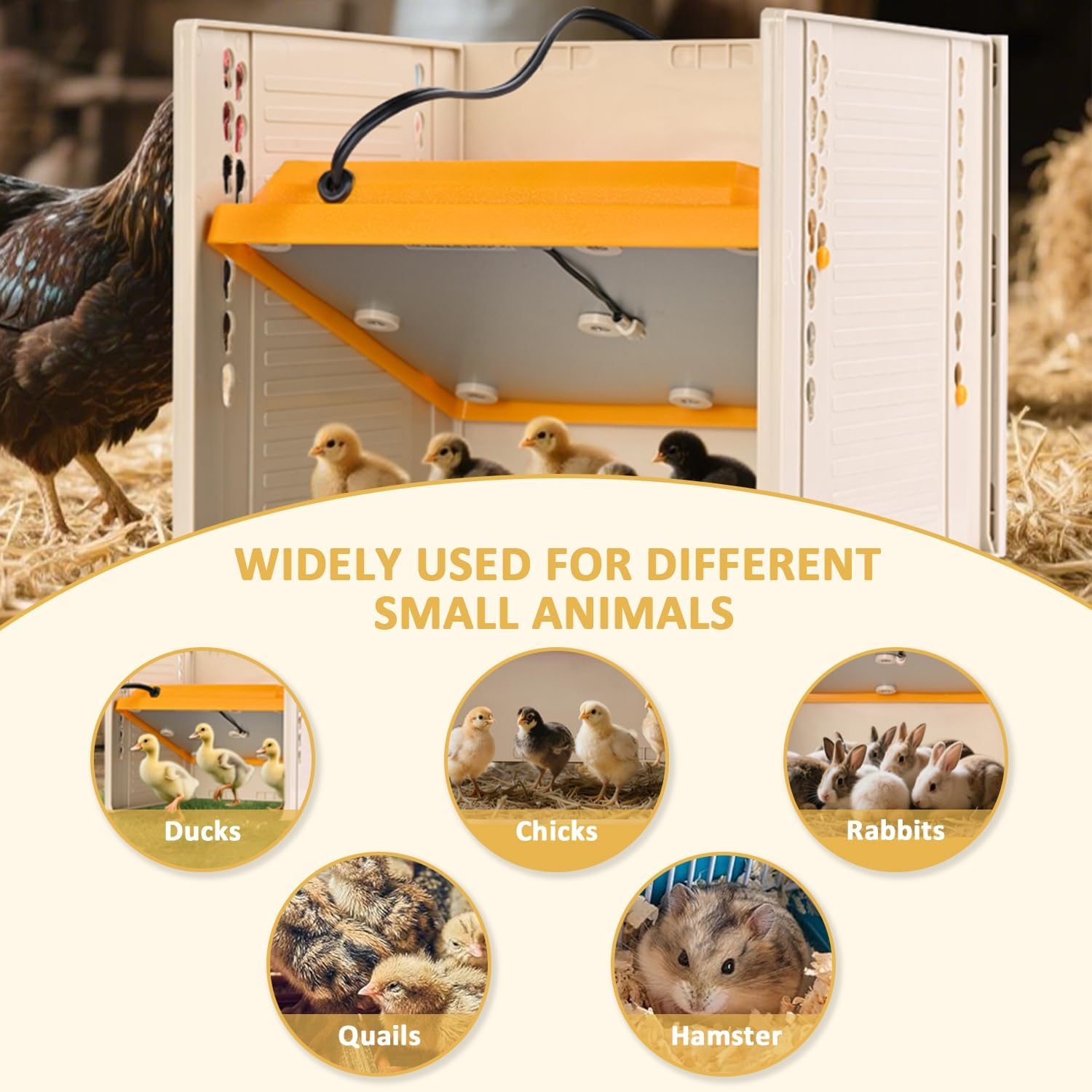 OWNKING Chicken Brooder, 25W Brooder Heater for Chicks, Temperature Contro, Three Sided Protection, Adjustable Height and Angle, Chicken Brooder Heating Plate Warm like Mother Hen, 27.5 X 26.5 CM image number 6