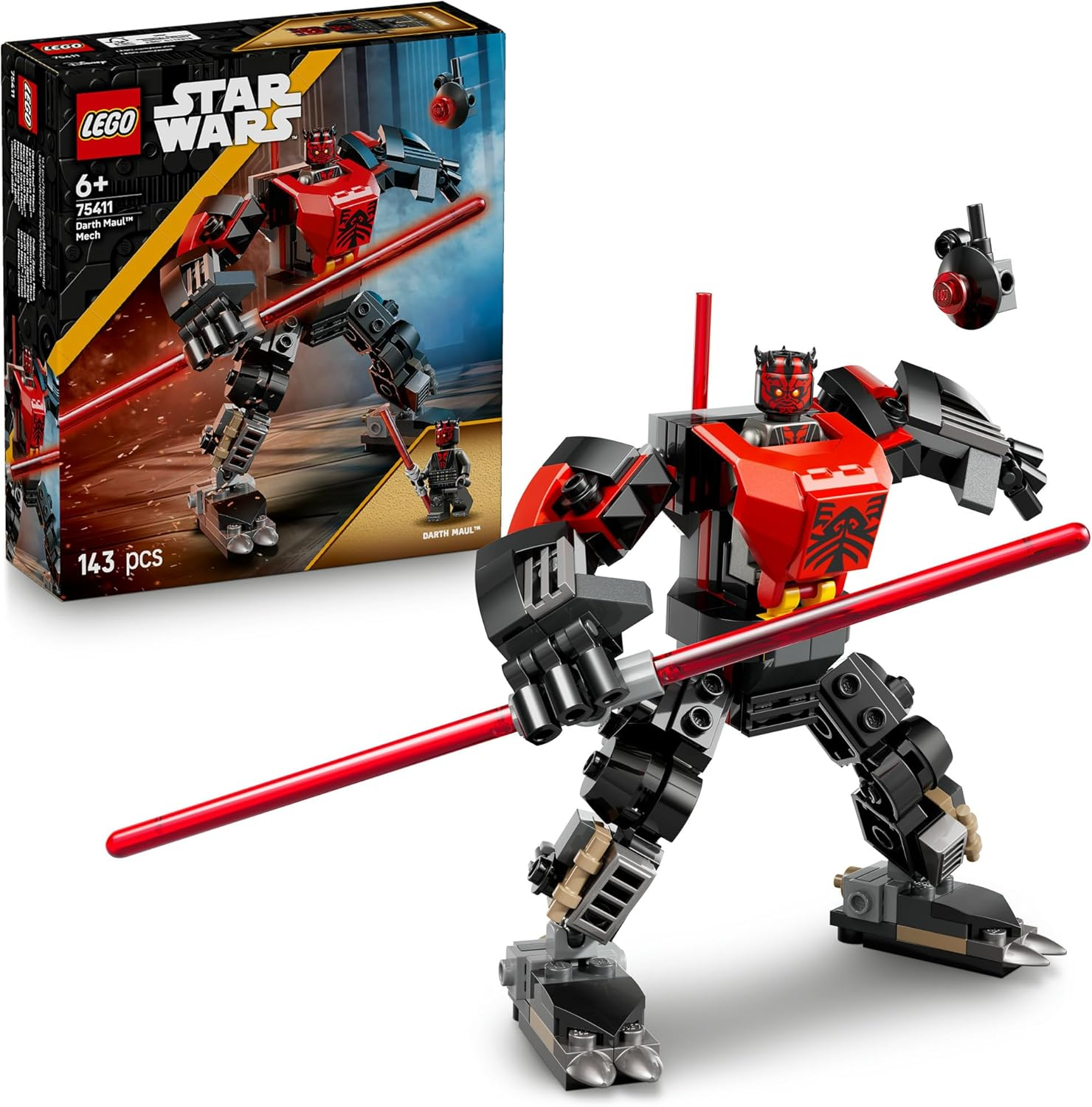 LEGO&reg; Star Wars: the Clone Wars&trade; Darth Maul&trade; Mech 75411 Building Toy for Boys, Girls, Fans and Fantasy Lovers Aged 6 Years Old Plus, Toy Idea for Kids, Includes a Large Double-Bladed Red Lightsaber&trade; image number 3