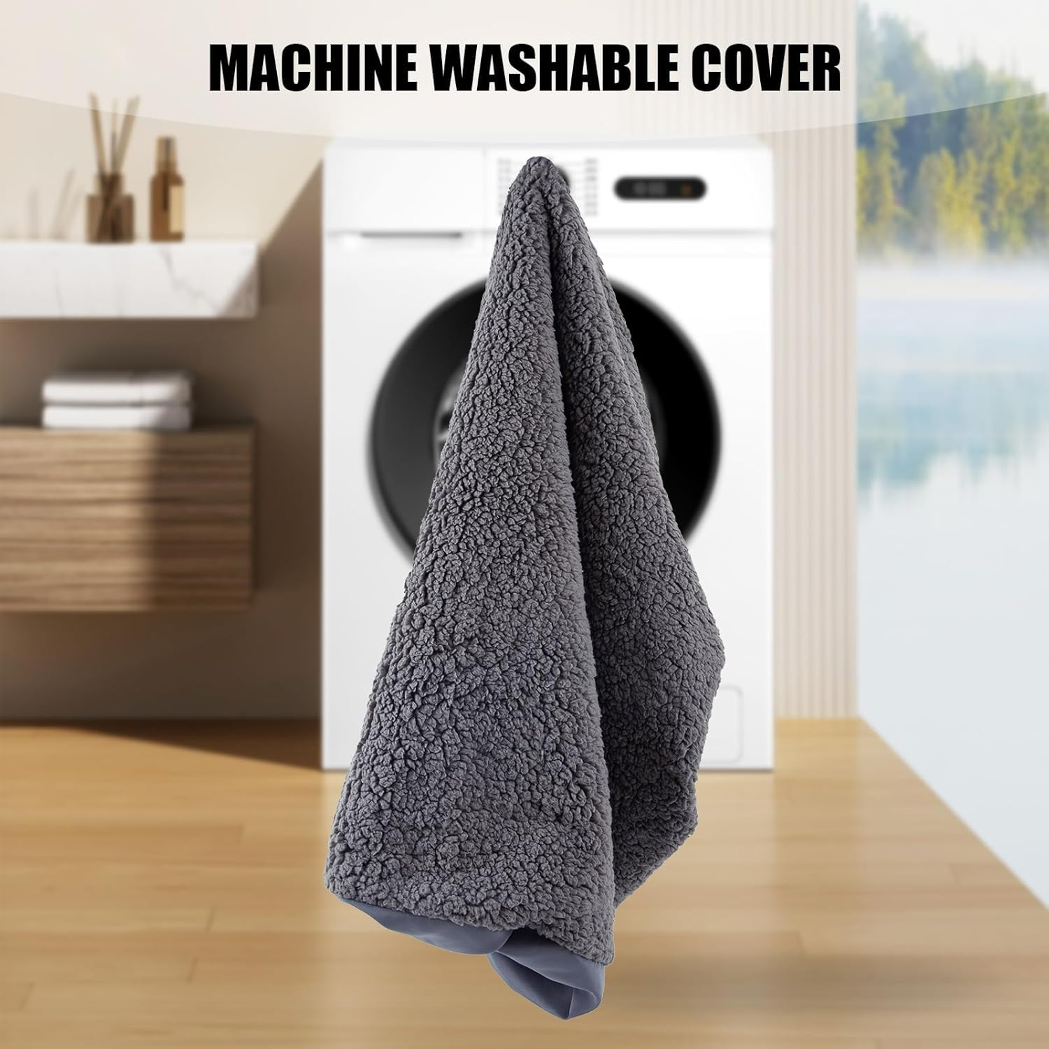 Dog Bed Covers with 100% Waterproof,Replacement & Washable Soft Plush Cover,Fitted for Large Dog Beds/Pet Mattress (S:76X51X15Cm) image number 2