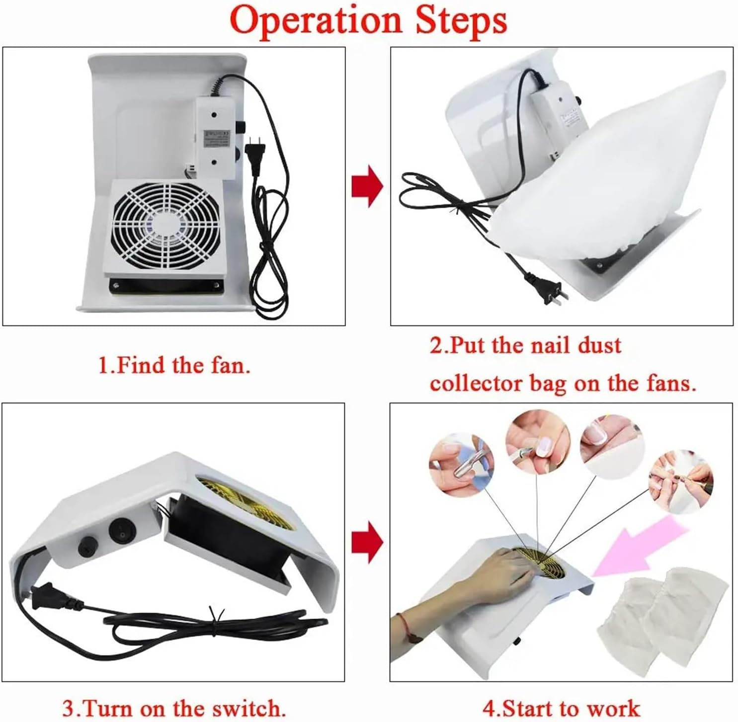 Nail Dust Collector, Nail Dust Collector for Manicure Nails Collector Suction Manicure Machine Nail Fan Art Salon Manicure Machine(Blue) - Blue image number 4