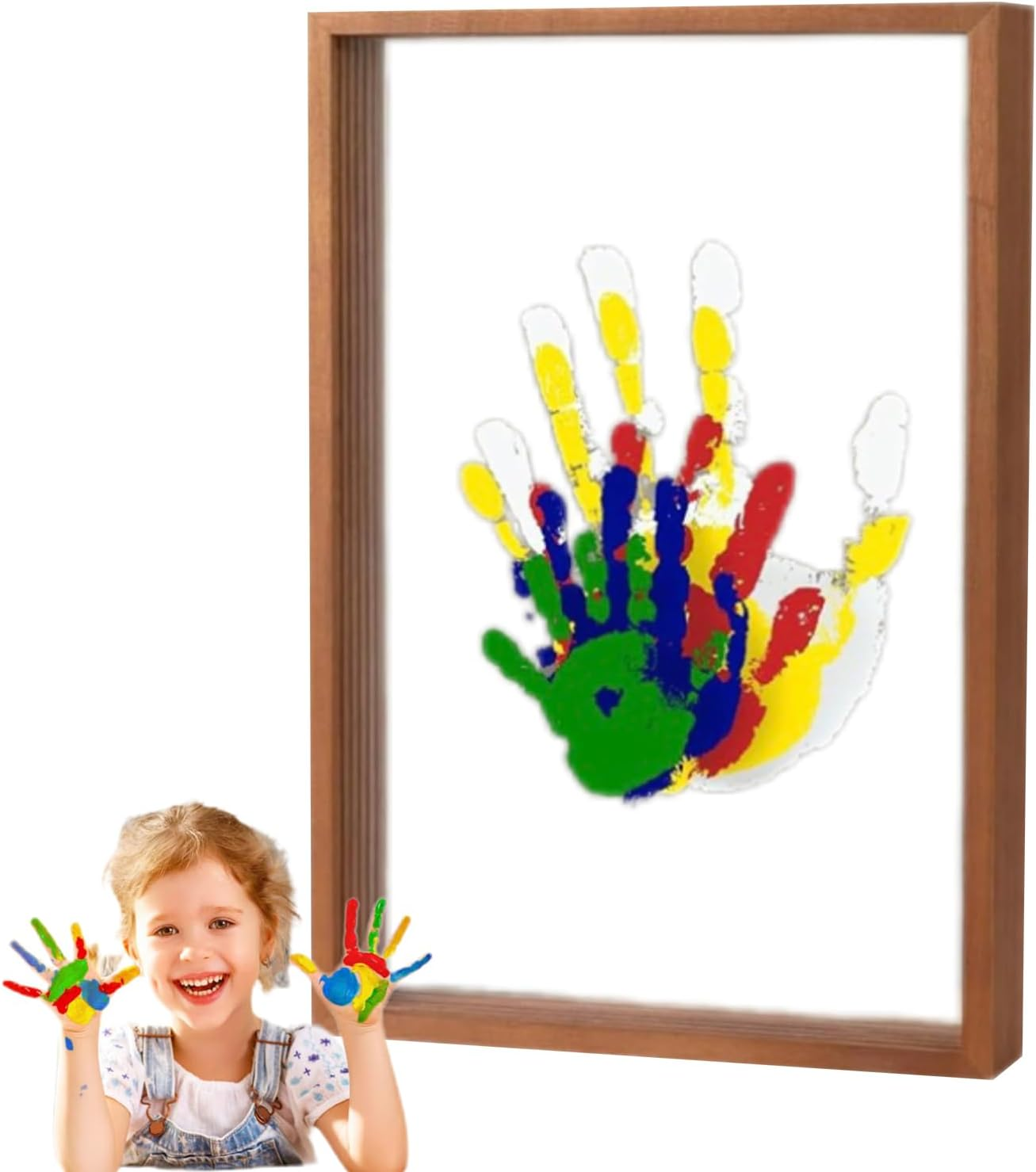 Family Handprint Kit,Handprint Craft Keepsake | Transparent Photo Frame Hangable Home Desk Ornament for Baby Shower Nursery - White image number 6