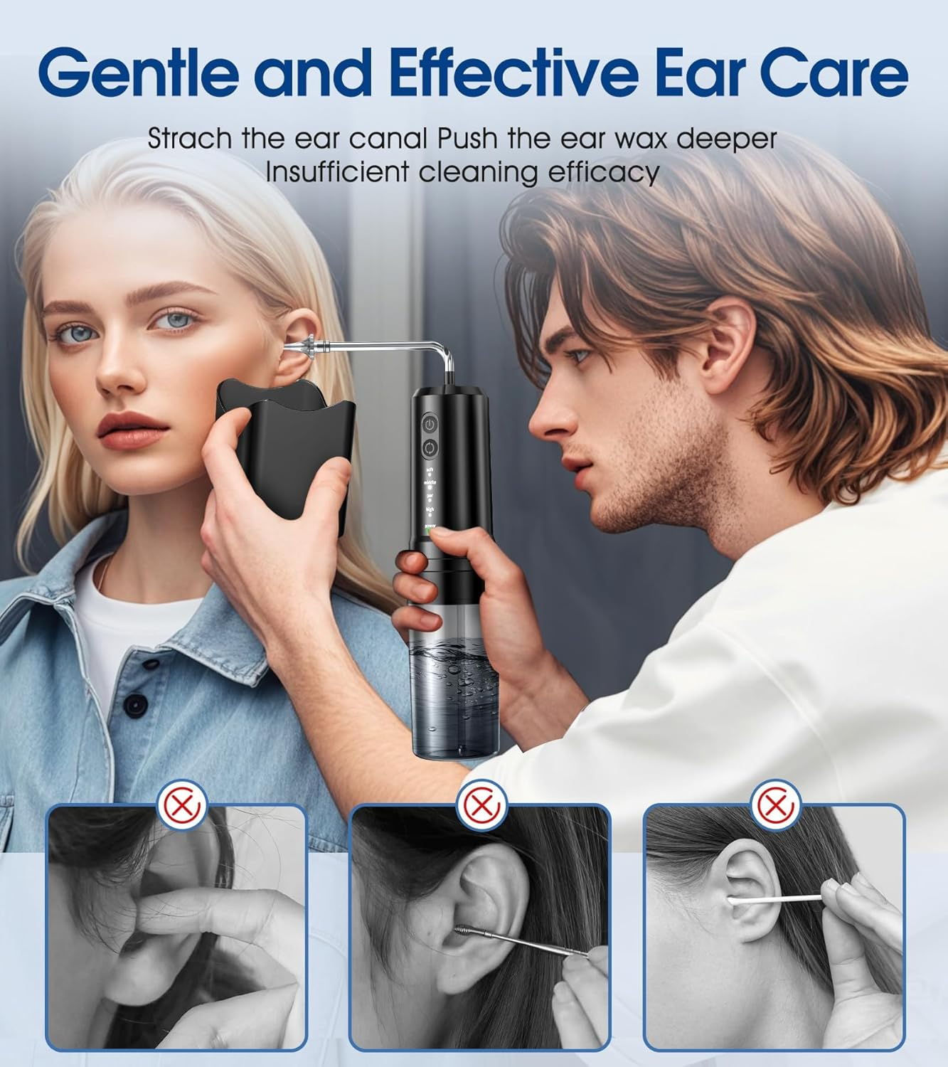 Ear Wax Removal Kit,Usb Electric Water Powered Ear Cleaner with 10 Replaceable Tips,4 Cleaning Modes IPX7 Waterproof Ear Irrigation System Reusable Ear Flushing Cleaning Tool for Kids Adults Home Use image number 6