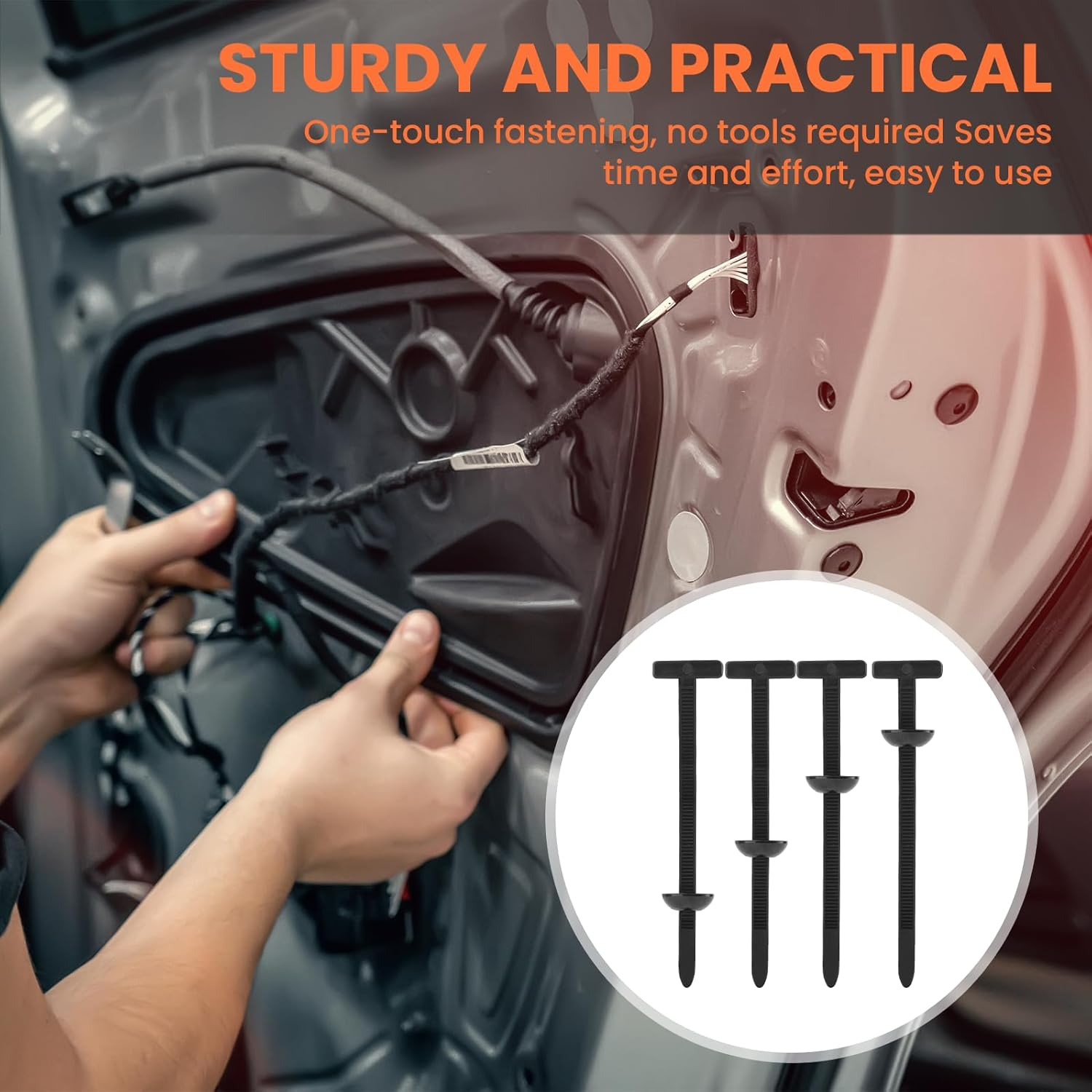 Eukyplace Universal Push Mount Cable Zip Ties 100Pcs &ndash; Heavy Duty Nylon Fastener Clips, Automotive Fender Liner Retainer Clips, Multipurpose Self-Locking Cable Ties image number 3