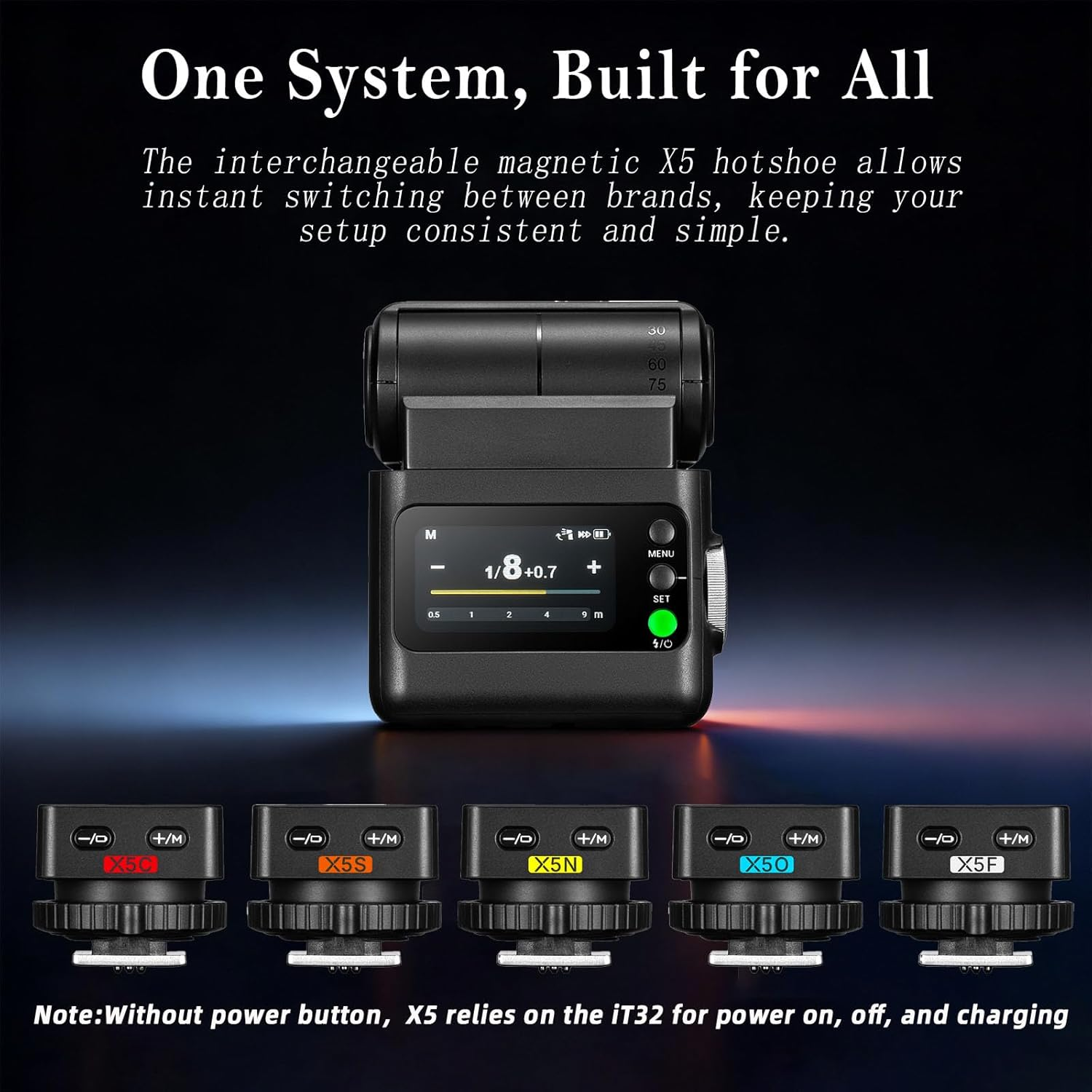 Godox IT32 TTL Mini Flash with X5S Trigger for Sony, Magnetic Modular Design, Full TTL & HSS, 1.5S Recycling, 510 Full-Power Pops, Color Touchscreen, Rechargeable Battery, LED Modeling Light image number 4