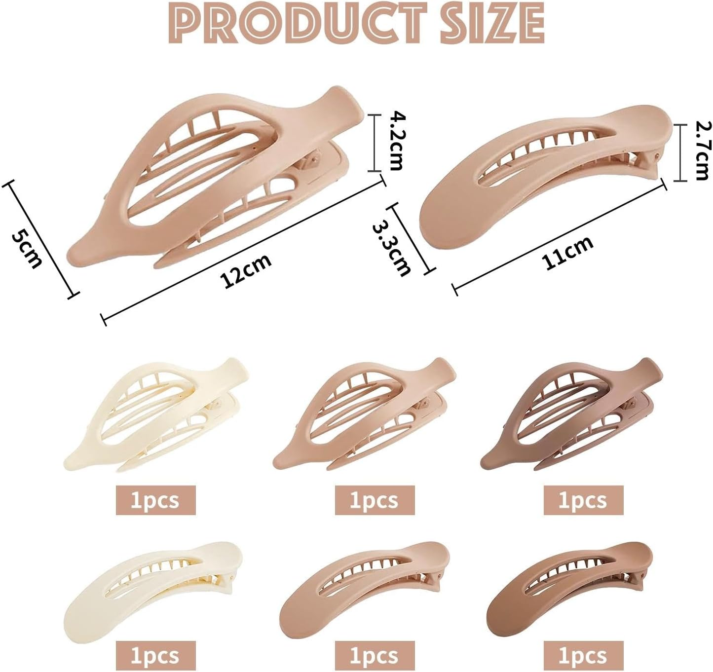 Pack of 6 Flat Duckbill Clips, Simple and Practical Hair Clips, Quick Hair Clips, Styling Hair Clips, Essential for Daily Adjustment, Styling Clips