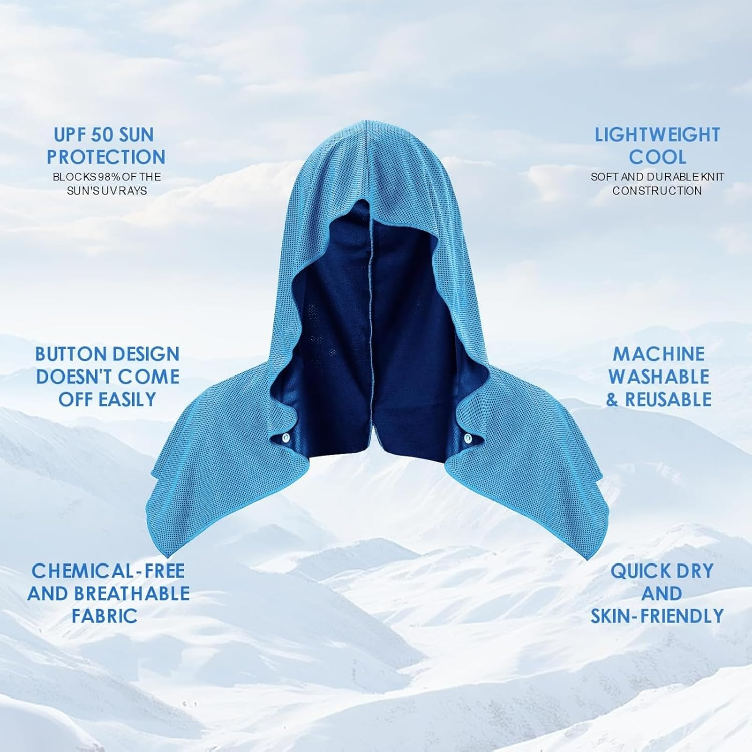 GHQHSQ 3 Pack Cooling Hoodie Towels for Neck and Face, UPF 50 Sun Protection & Instant Cooling, Ice Towels for Hot Weather, Soft Breathable Towel for Sport, Work Out, Gym, Camping & More Activities image number 2