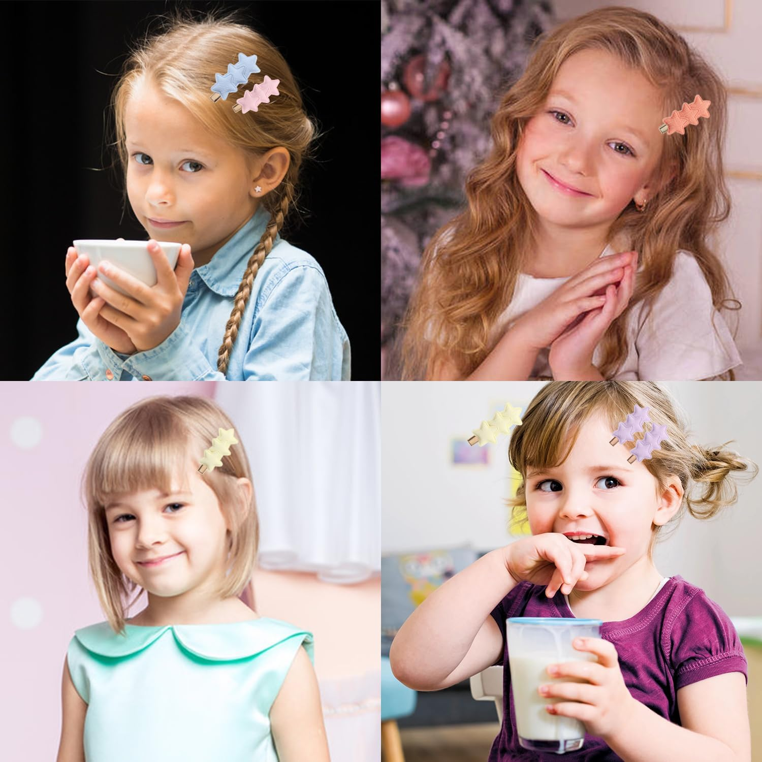 Baby Girls Hair Clips, [20 Pieces 10 Colors] Nonslip Hair Barrettes for Kids Fine Handmade Star Toddler Hair Accessories with Alligator Clips for Newborn Infant Toddlers Baby Girls Kids Teens image number 3