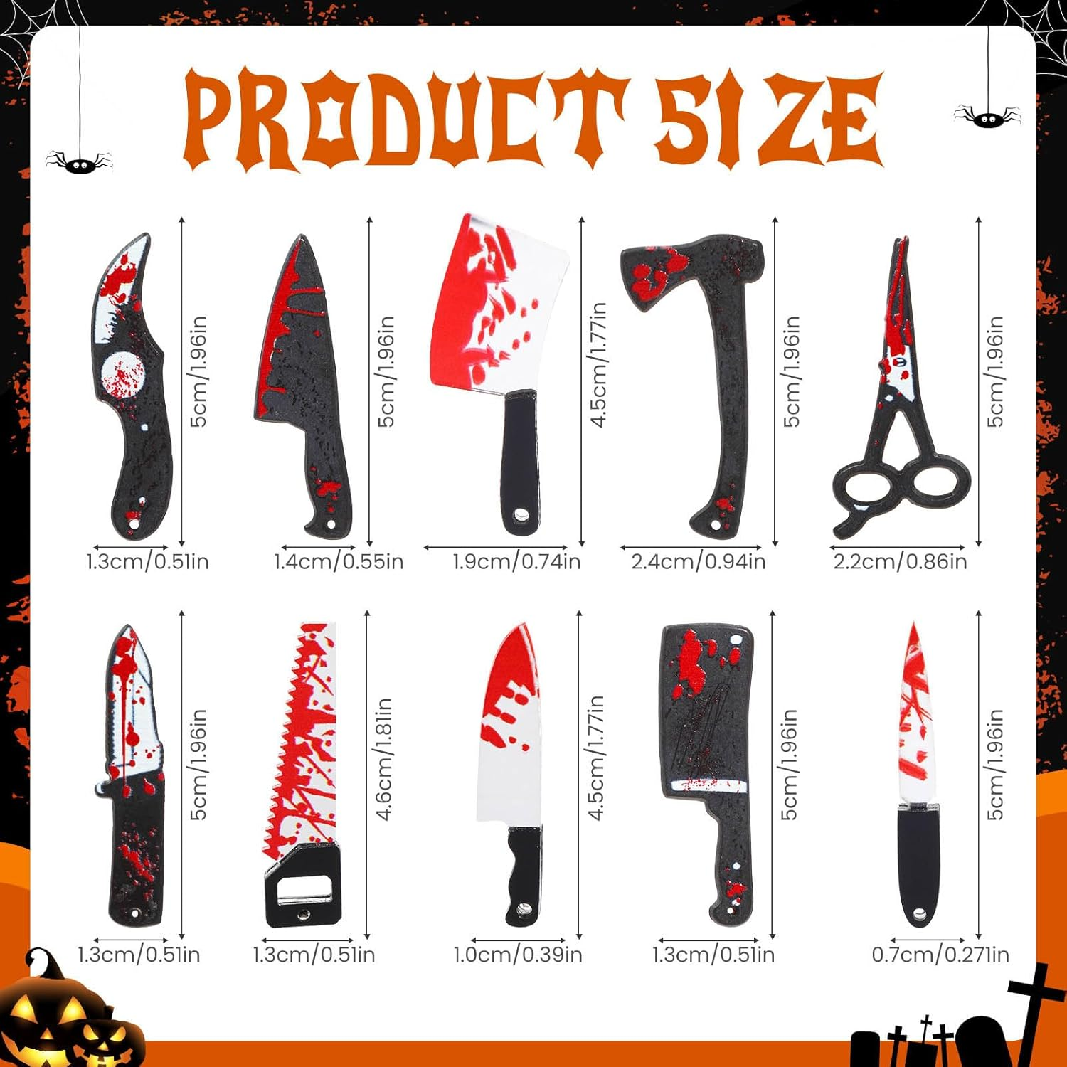 TXIN 40 Pcs Fake Knife Charms for Jewelry Making, Halloween Horror Charms Pendants Mini Acrylic Scissors Axe Knives Pendants for Women DIY Bracelet Necklace Earrings Halloween Jewelry Gifts, 10 Styles image number 5