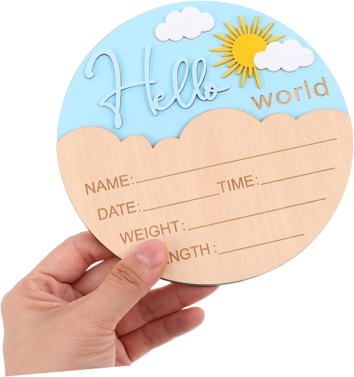 Wooden Newborn Announcement Sign Birth Name Plaque Unisex Welcome Photo Prop Shower Hospital Nursery Smooth Safe Keepsake image number 6
