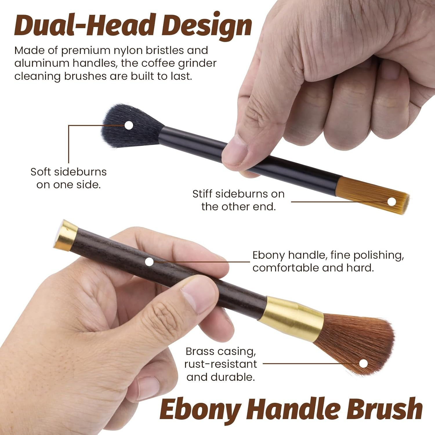 Sekonow 4 Pack Coffee Grinder Cleaning Brush, 2-Sided Brush & Ebony Wood Grinder Cleaner Accessories, Barista Tools for Espresso, Coffee Machine, Keyboard image number 6