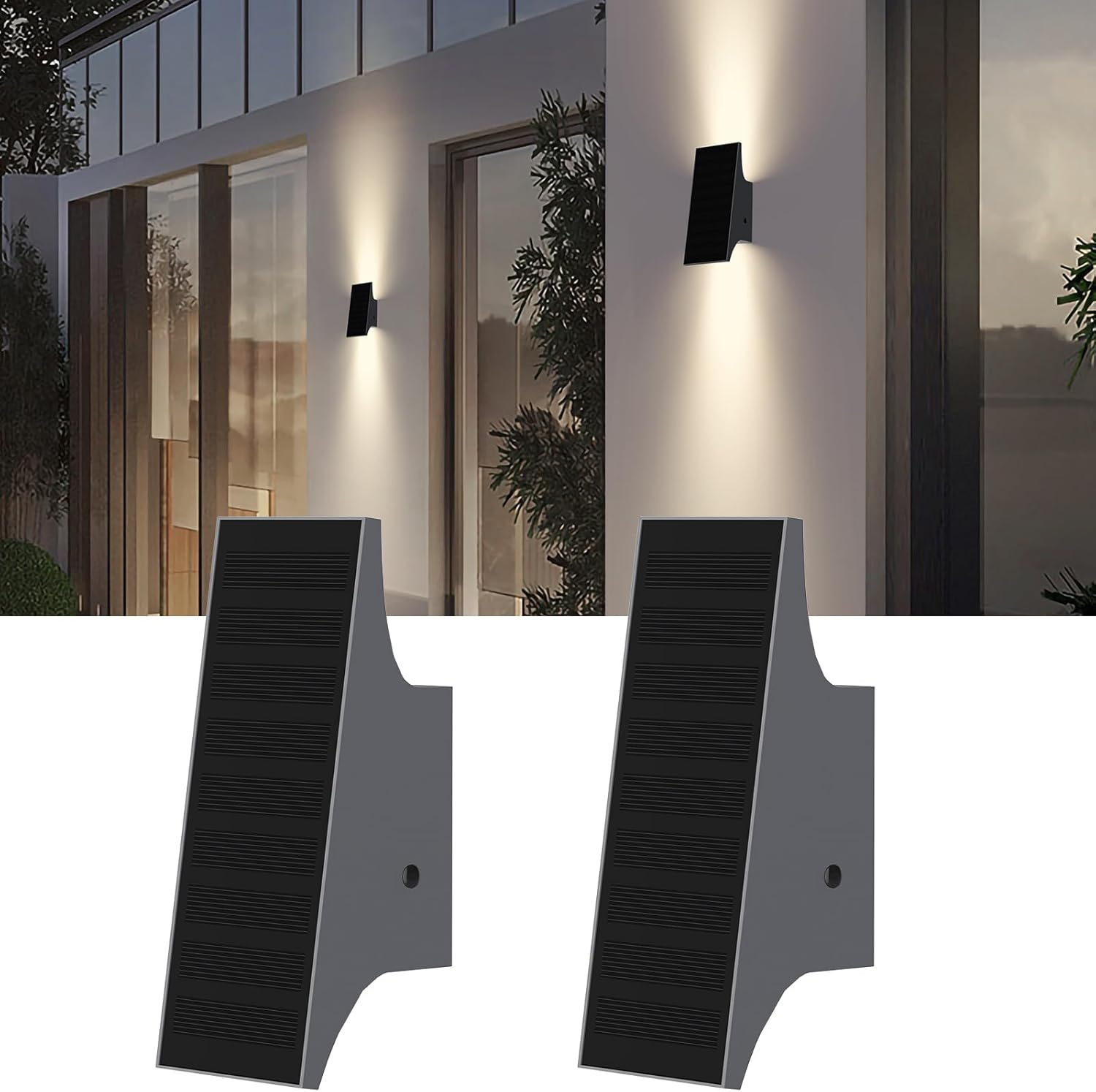 SOTTLOT Solar Sconce Lights Outdoor, Dimmable Solar Wall Lights up and Down, 3000K 700LM Solars Lights Outdoor IP65 Waterproof for Yard Fence Patio Garage Porch, 2Pcs image number 2